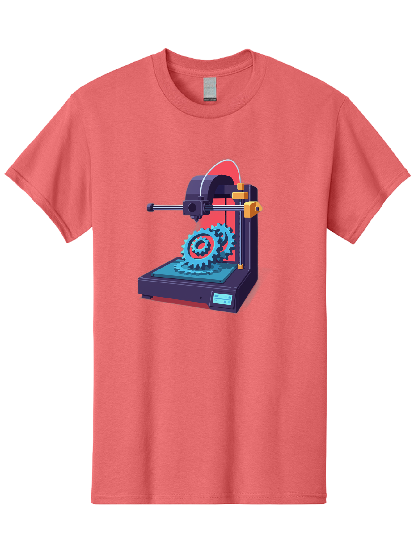3D-Printer-29 Men'S Graphic Tee, 100% Cotton, Comfortable Casual Summer Wear, Machine Washable, 3D Printing Technology, Additive Manufacturing, Modern Machinery, Mechanical Parts, Digital Fabrication, Innovative Production, Gear Production, Baa023