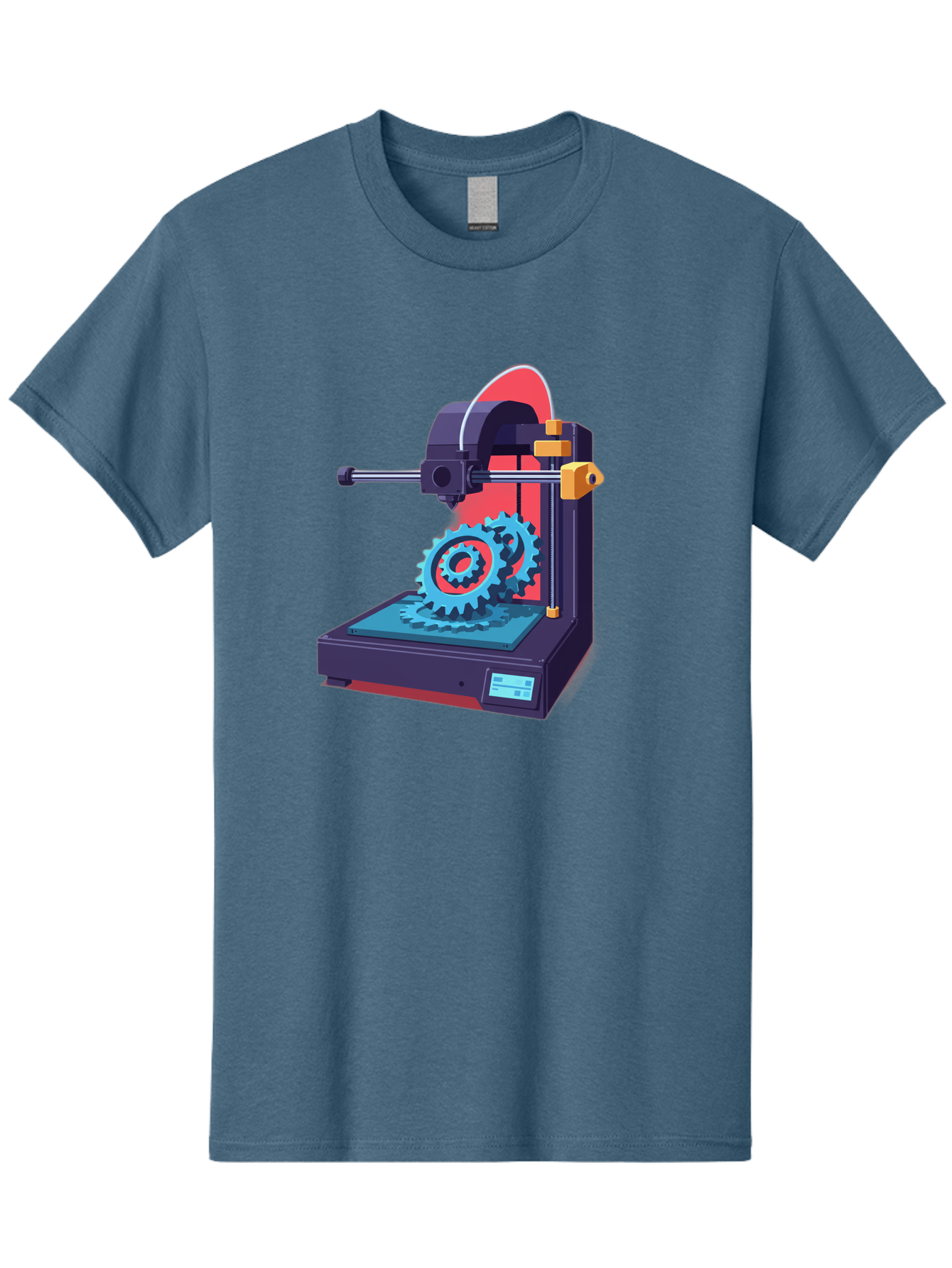 3D-Printer-29 Men'S Graphic Tee, 100% Cotton, Comfortable Casual Summer Wear, Machine Washable, 3D Printing Technology, Additive Manufacturing, Modern Machinery, Mechanical Parts, Digital Fabrication, Innovative Production, Gear Production, Baa023
