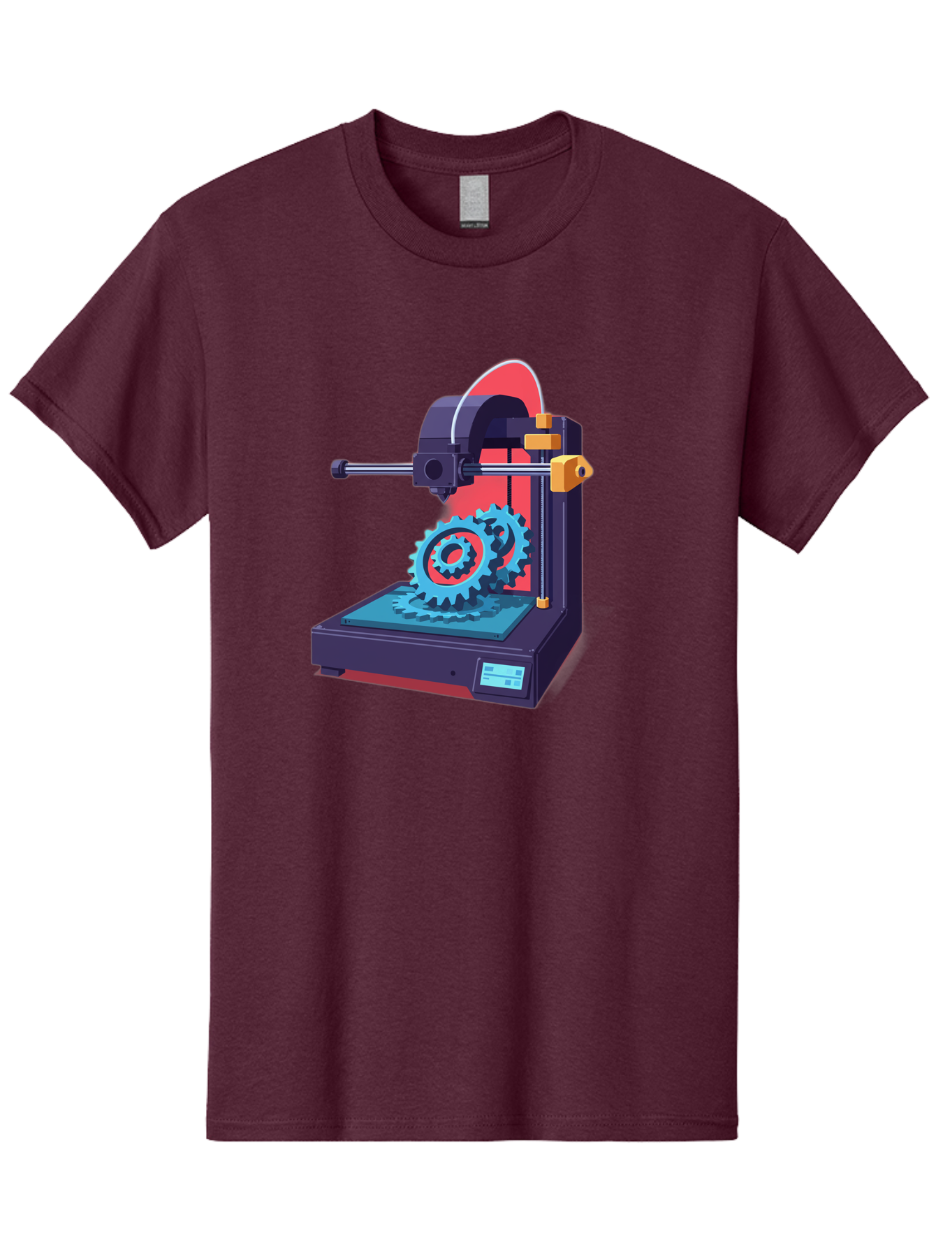 3D-Printer-29 Men'S Graphic Tee, 100% Cotton, Comfortable Casual Summer Wear, Machine Washable, 3D Printing Technology, Additive Manufacturing, Modern Machinery, Mechanical Parts, Digital Fabrication, Innovative Production, Gear Production, Baa023