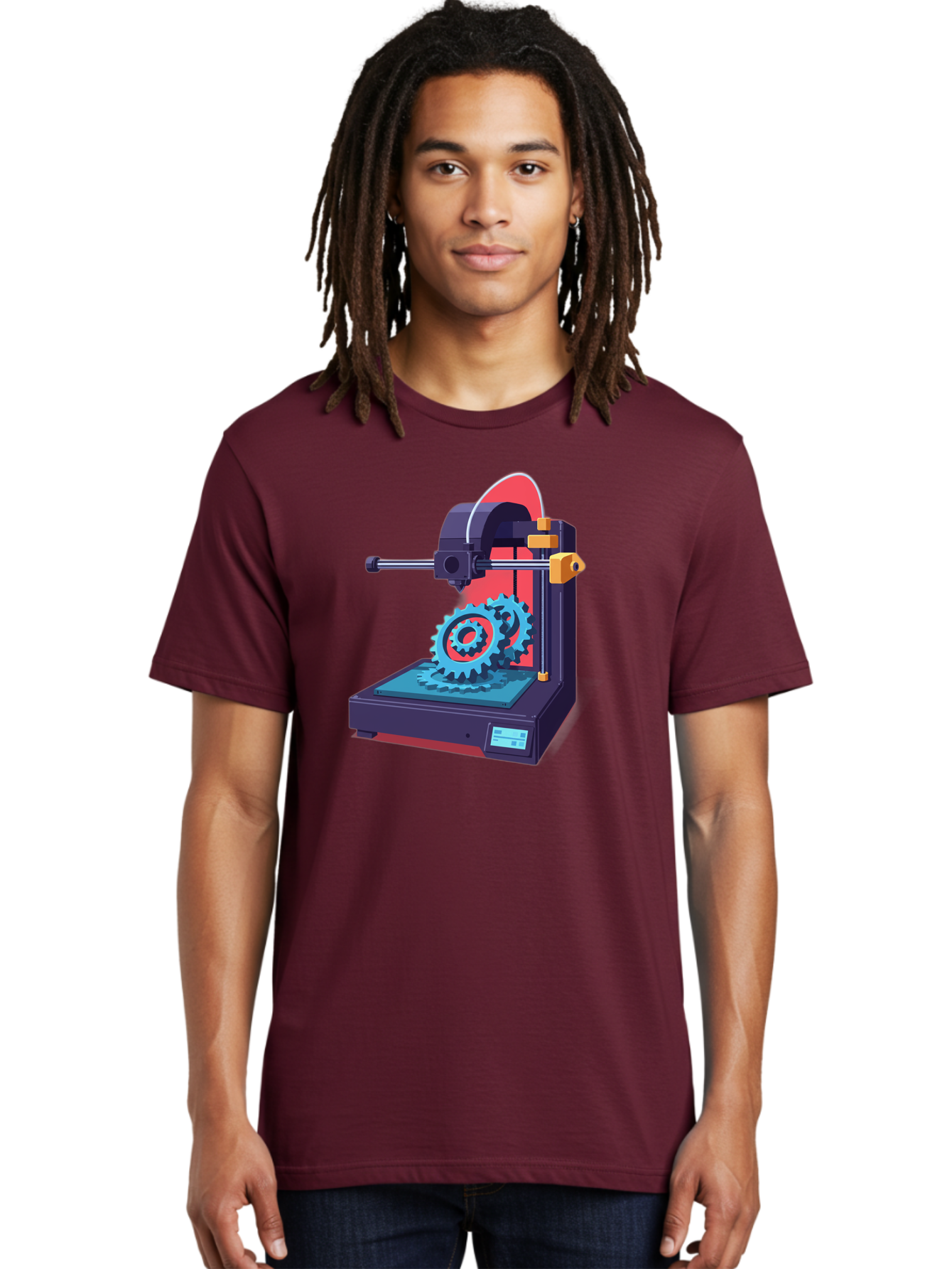 3D-Printer-29 Men'S Graphic Tee, 100% Cotton, Comfortable Casual Summer Wear, Machine Washable, 3D Printing Technology, Additive Manufacturing, Modern Machinery, Mechanical Parts, Digital Fabrication, Innovative Production, Gear Production, Baa023