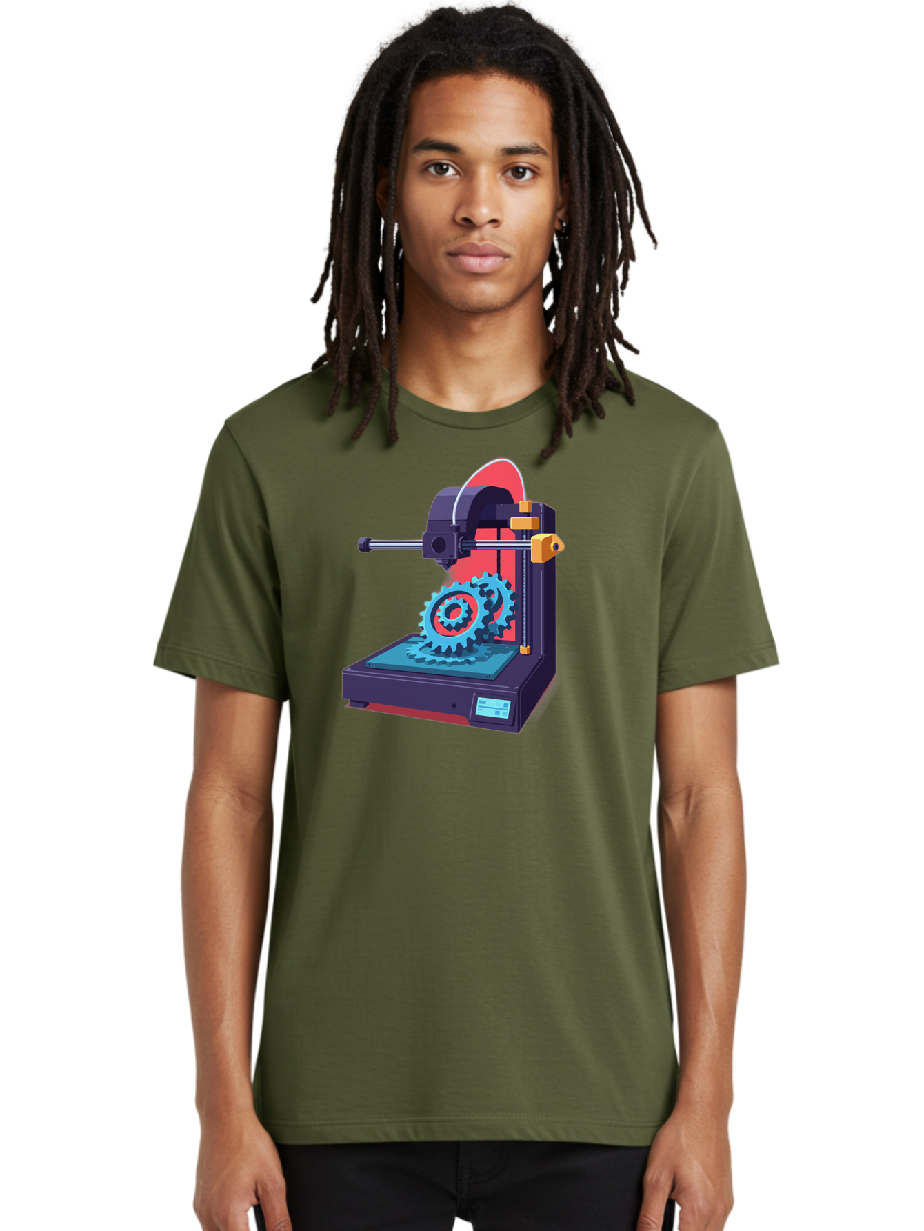 3D-Printer-29 Men'S Graphic Tee, 100% Cotton, Comfortable Casual Summer Wear, Machine Washable, 3D Printing Technology, Additive Manufacturing, Modern Machinery, Mechanical Parts, Digital Fabrication, Innovative Production, Gear Production, Baa023