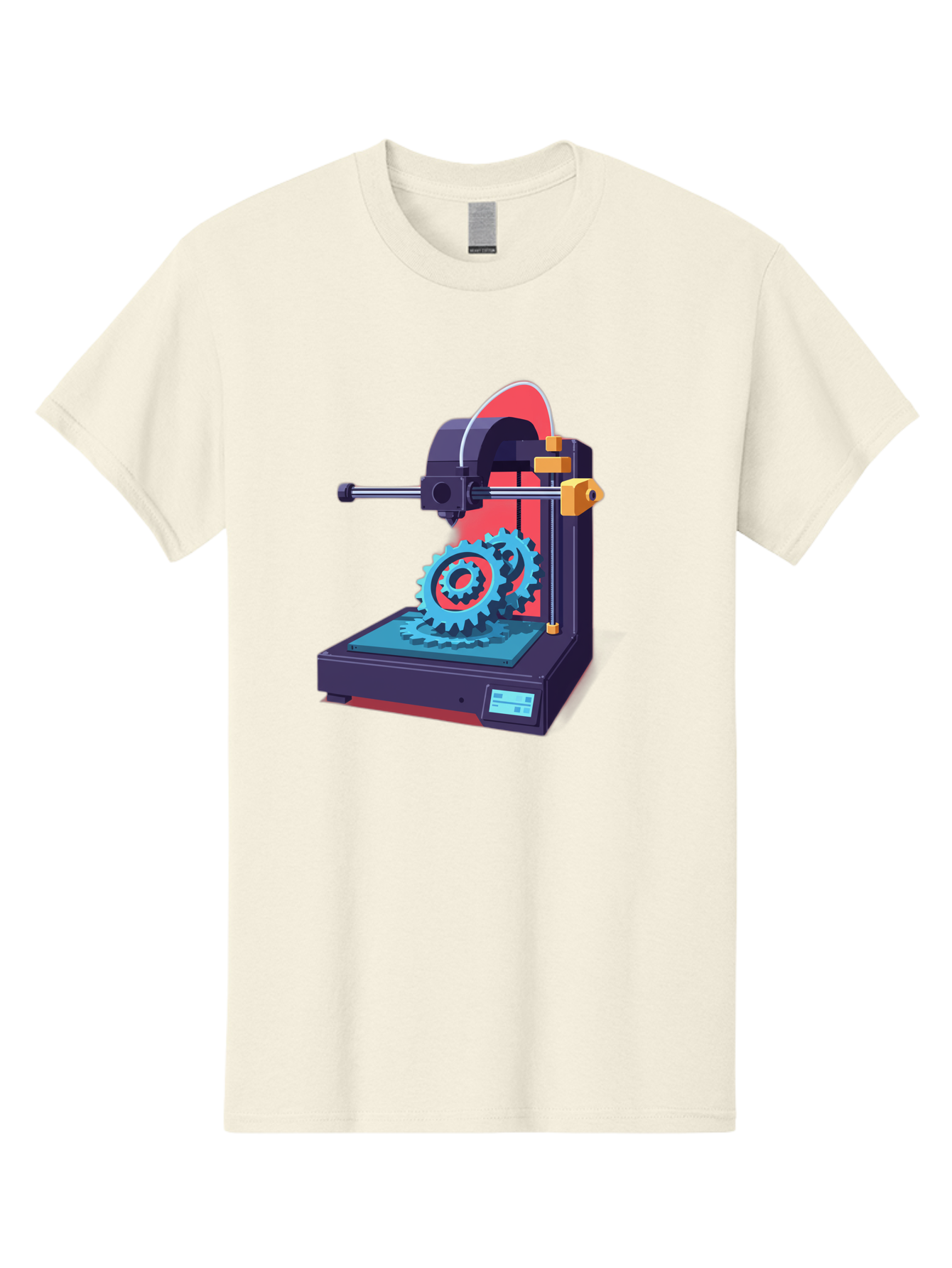 3D-Printer-29 Men'S Graphic Tee, 100% Cotton, Comfortable Casual Summer Wear, Machine Washable, 3D Printing Technology, Additive Manufacturing, Modern Machinery, Mechanical Parts, Digital Fabrication, Innovative Production, Gear Production, Baa023