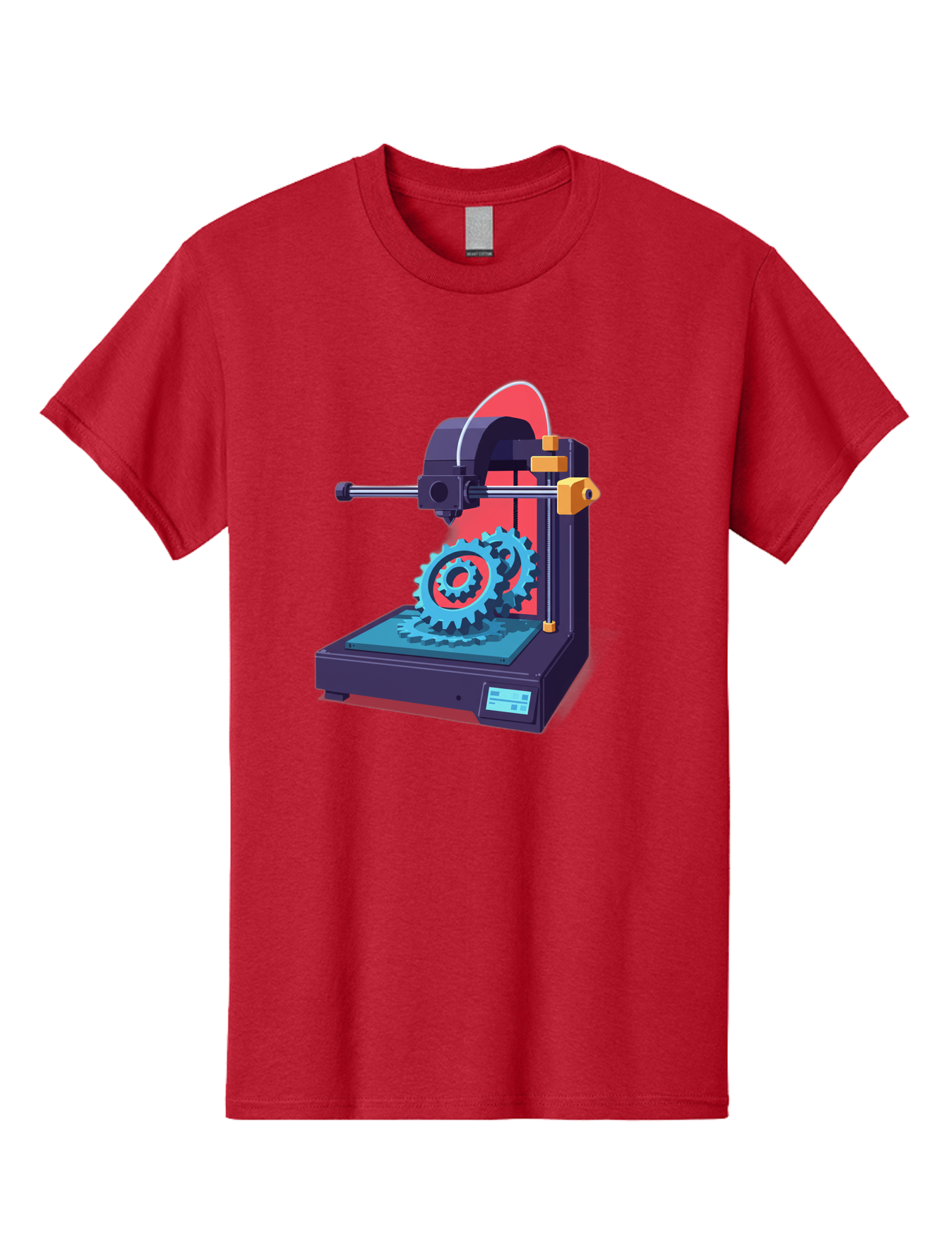 3D-Printer-29 Men'S Graphic Tee, 100% Cotton, Comfortable Casual Summer Wear, Machine Washable, 3D Printing Technology, Additive Manufacturing, Modern Machinery, Mechanical Parts, Digital Fabrication, Innovative Production, Gear Production, Baa023