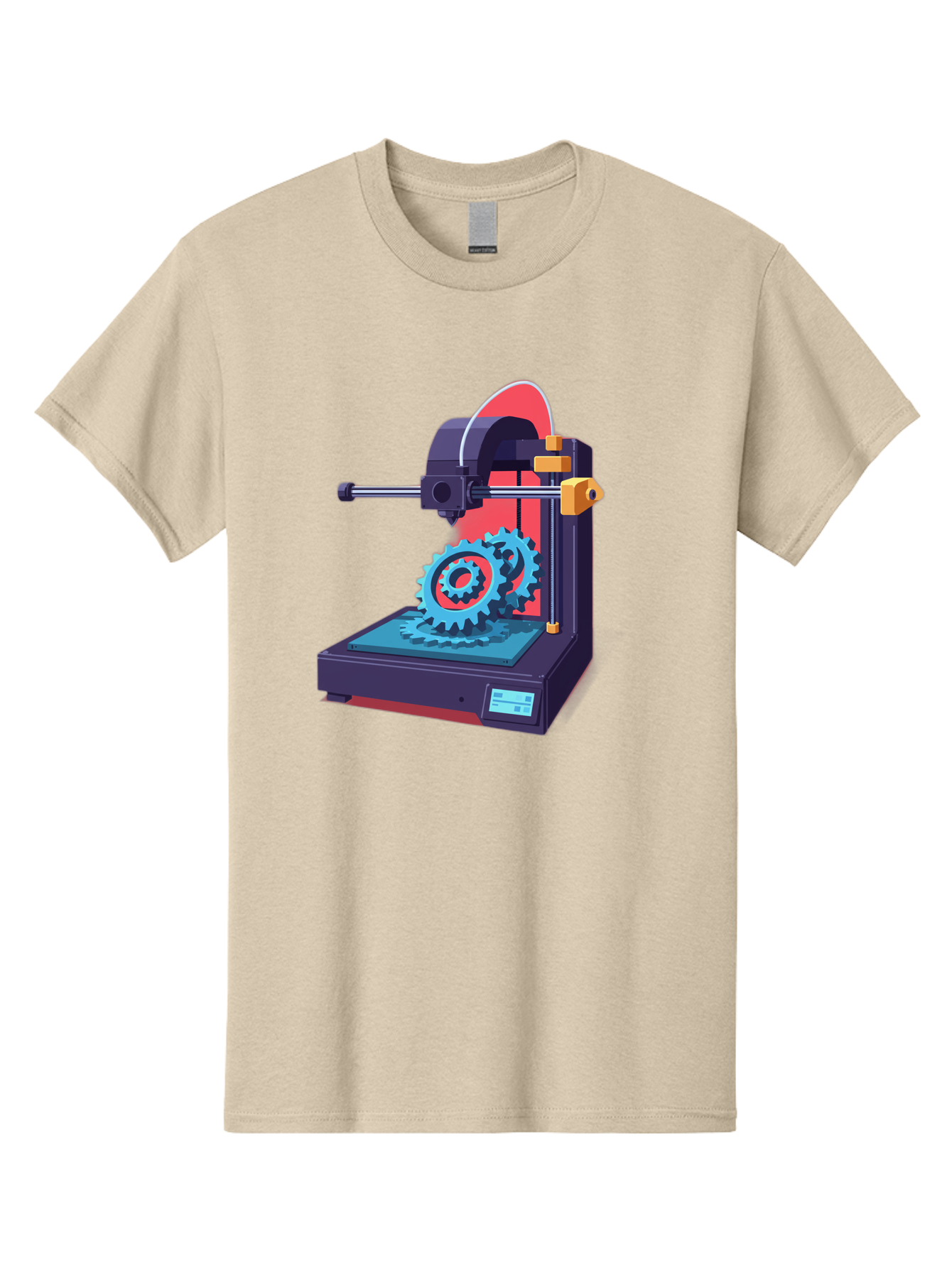 3D-Printer-29 Men'S Graphic Tee, 100% Cotton, Comfortable Casual Summer Wear, Machine Washable, 3D Printing Technology, Additive Manufacturing, Modern Machinery, Mechanical Parts, Digital Fabrication, Innovative Production, Gear Production, Baa023