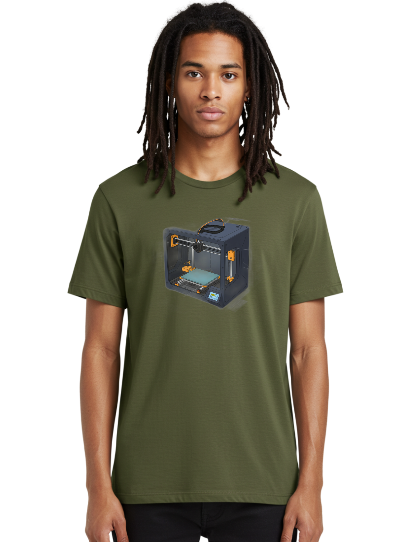 3D-Printer-3 Men'S Graphic Tee, 100% Cotton, Comfortable Casual Summer Wear, Machine Washable, 3D Printing Technology, Additive Manufacturing, Digital Fabrication, Rapid Prototyping, 3D Modeling, Futuristic Design, Innovative Machinery, Baa024