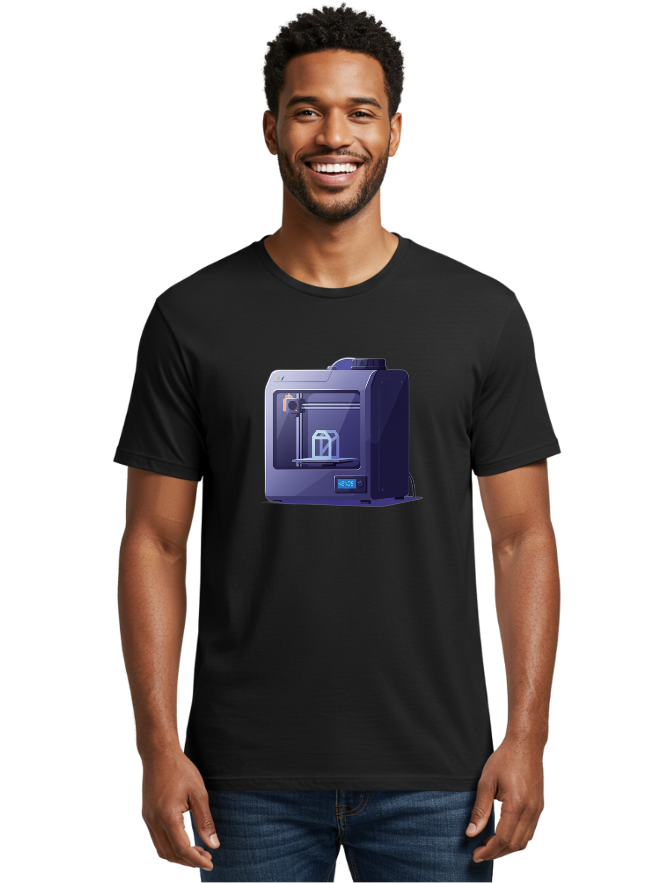 3D-Printer-31 Men'S Graphic Tee, 100% Cotton, Comfortable Casual Summer Wear, Machine Washable, 3D Printing Technology, Additive Manufacturing, Digital Fabrication, 3D Modeling, Prototyping, Product Design, 3D Printing Process, 12:10:51 Baa026