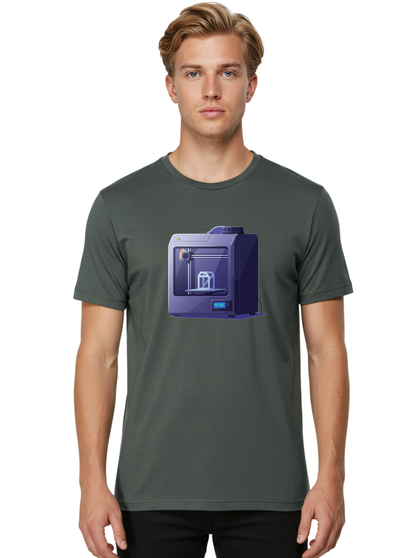 3D-Printer-31 Men'S Graphic Tee, 100% Cotton, Comfortable Casual Summer Wear, Machine Washable, 3D Printing Technology, Additive Manufacturing, Digital Fabrication, 3D Modeling, Prototyping, Product Design, 3D Printing Process, 12:10:51 Baa026