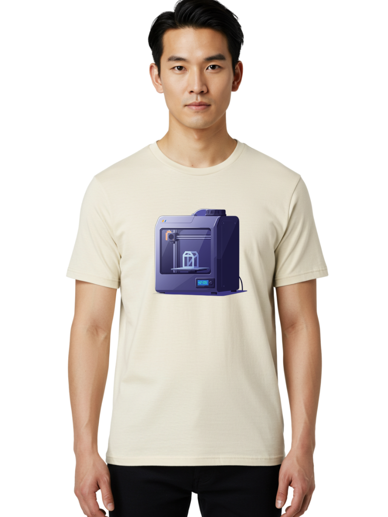 3D-Printer-31 Men'S Graphic Tee, 100% Cotton, Comfortable Casual Summer Wear, Machine Washable, 3D Printing Technology, Additive Manufacturing, Digital Fabrication, 3D Modeling, Prototyping, Product Design, 3D Printing Process, 12:10:51 Baa026