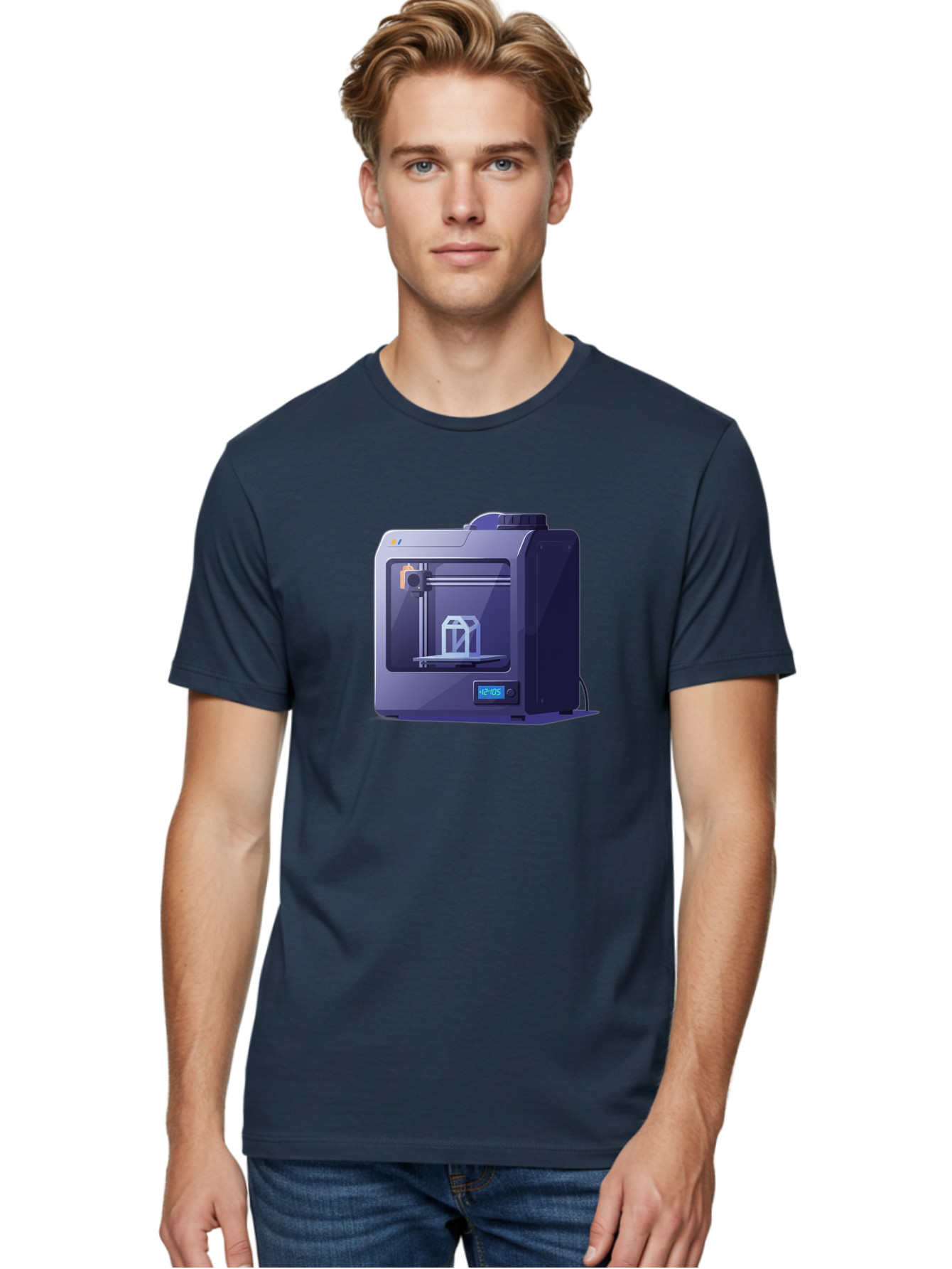 3D-Printer-31 Men'S Graphic Tee, 100% Cotton, Comfortable Casual Summer Wear, Machine Washable, 3D Printing Technology, Additive Manufacturing, Digital Fabrication, 3D Modeling, Prototyping, Product Design, 3D Printing Process, 12:10:51 Baa026