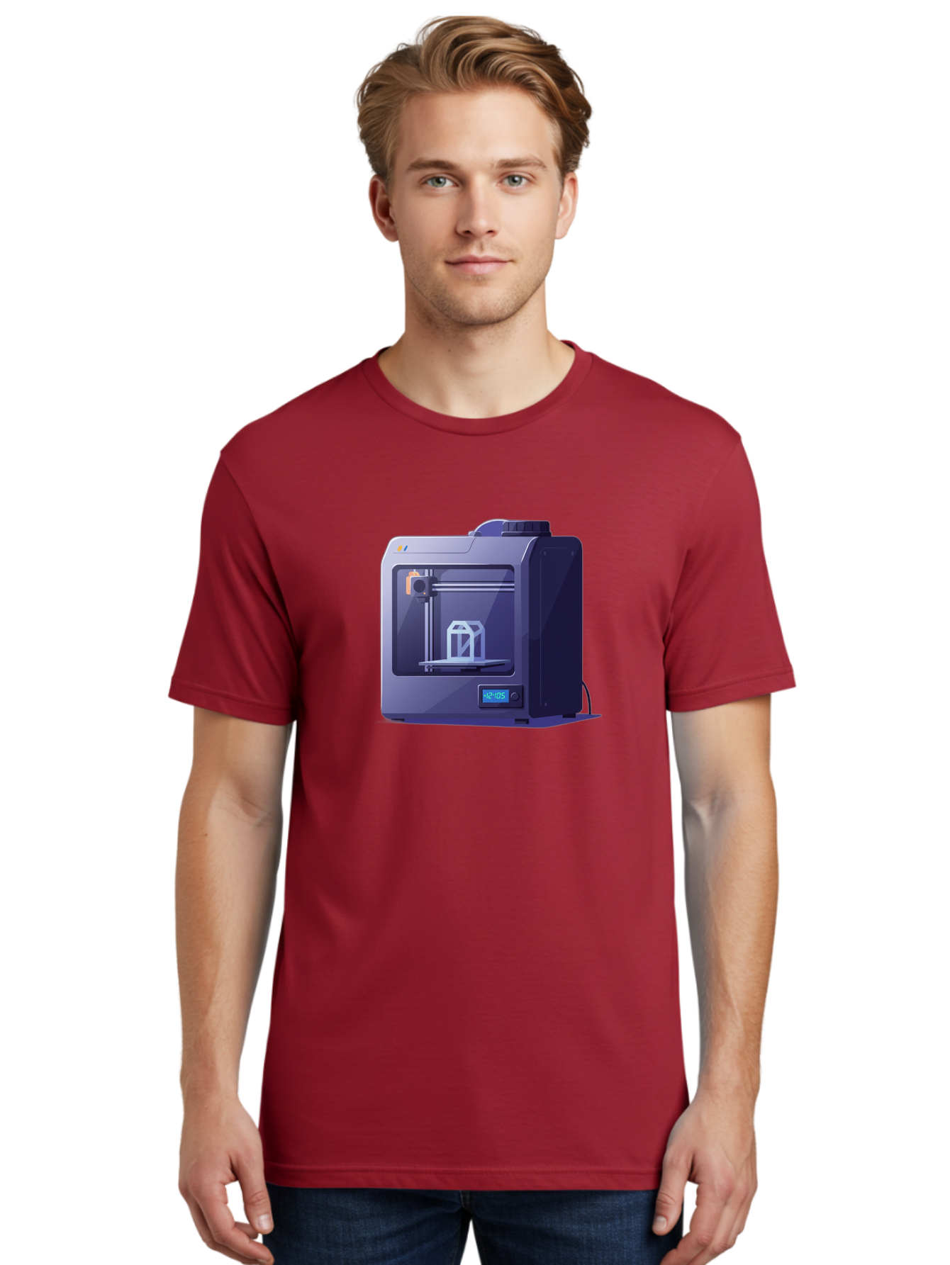 3D-Printer-31 Men'S Graphic Tee, 100% Cotton, Comfortable Casual Summer Wear, Machine Washable, 3D Printing Technology, Additive Manufacturing, Digital Fabrication, 3D Modeling, Prototyping, Product Design, 3D Printing Process, 12:10:51 Baa026