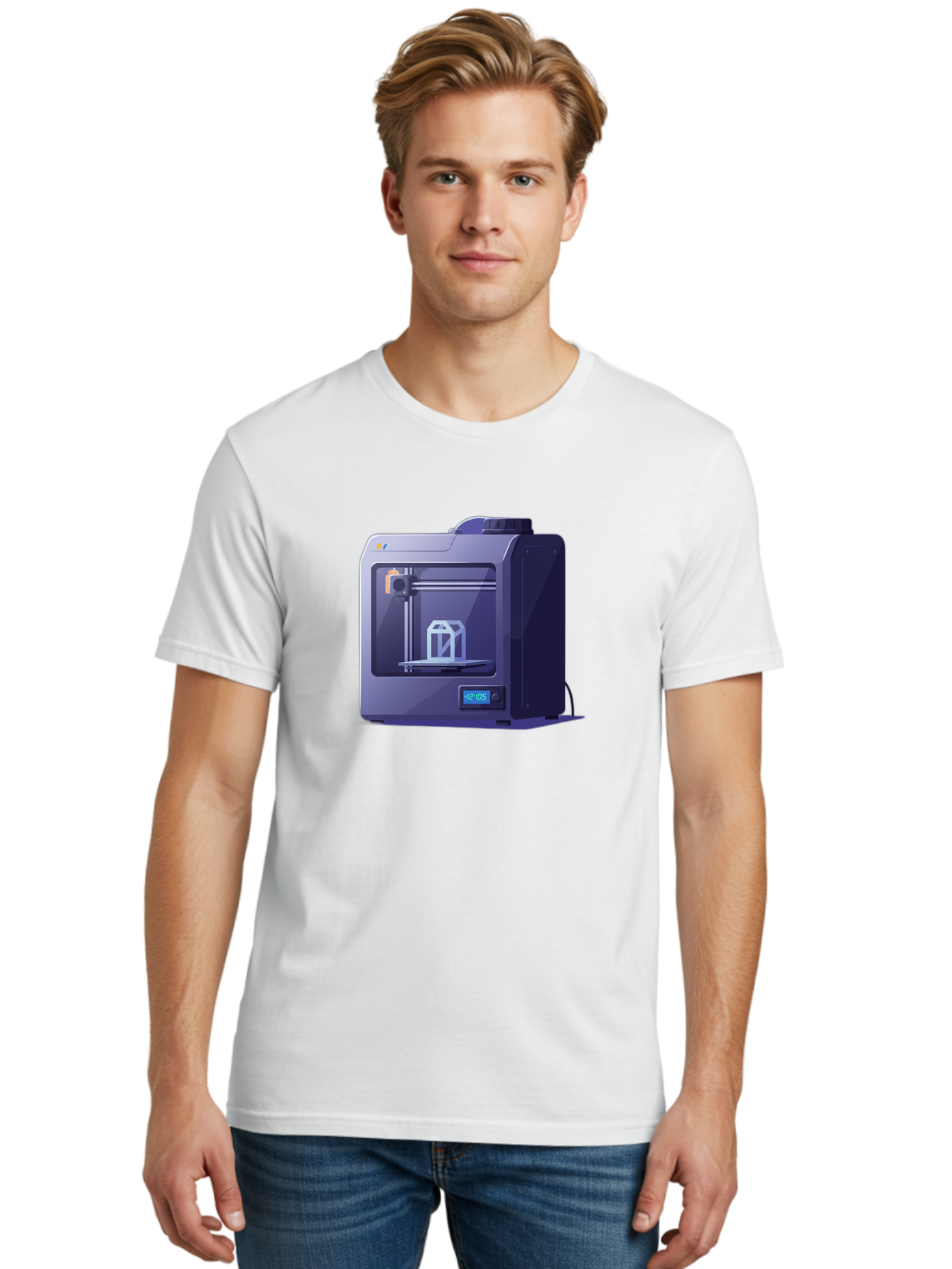 3D-Printer-31 Men'S Graphic Tee, 100% Cotton, Comfortable Casual Summer Wear, Machine Washable, 3D Printing Technology, Additive Manufacturing, Digital Fabrication, 3D Modeling, Prototyping, Product Design, 3D Printing Process, 12:10:51 Baa026