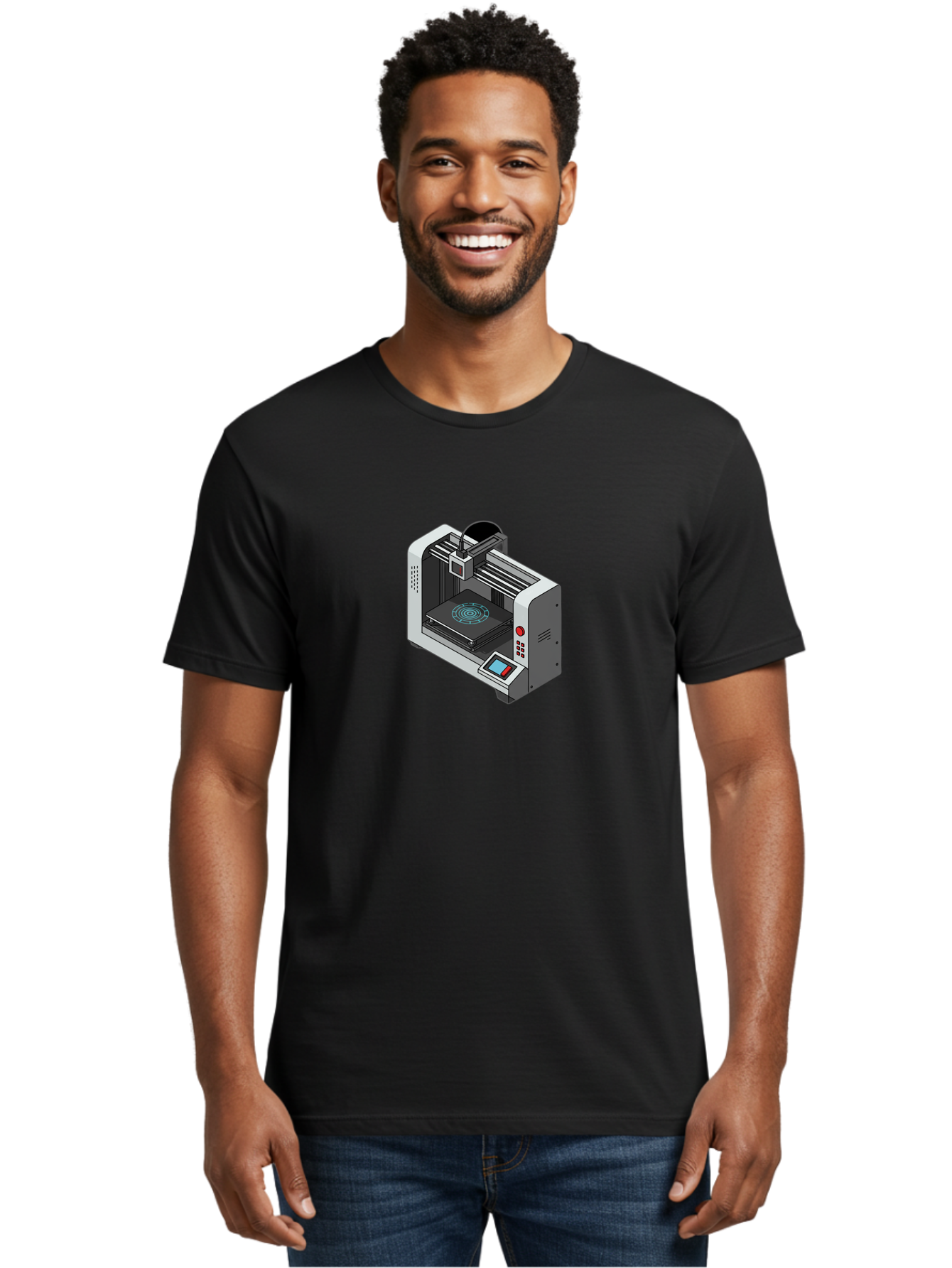 3D-Printer-33 Men'S Graphic Tee, 100% Cotton, Comfortable Casual Summer Wear, Machine Washable, 3D Printing Technology, Additive Manufacturing, Digital Fabrication, Rapid Prototyping, Industrial Design, Futuristic Machinery, Baa028