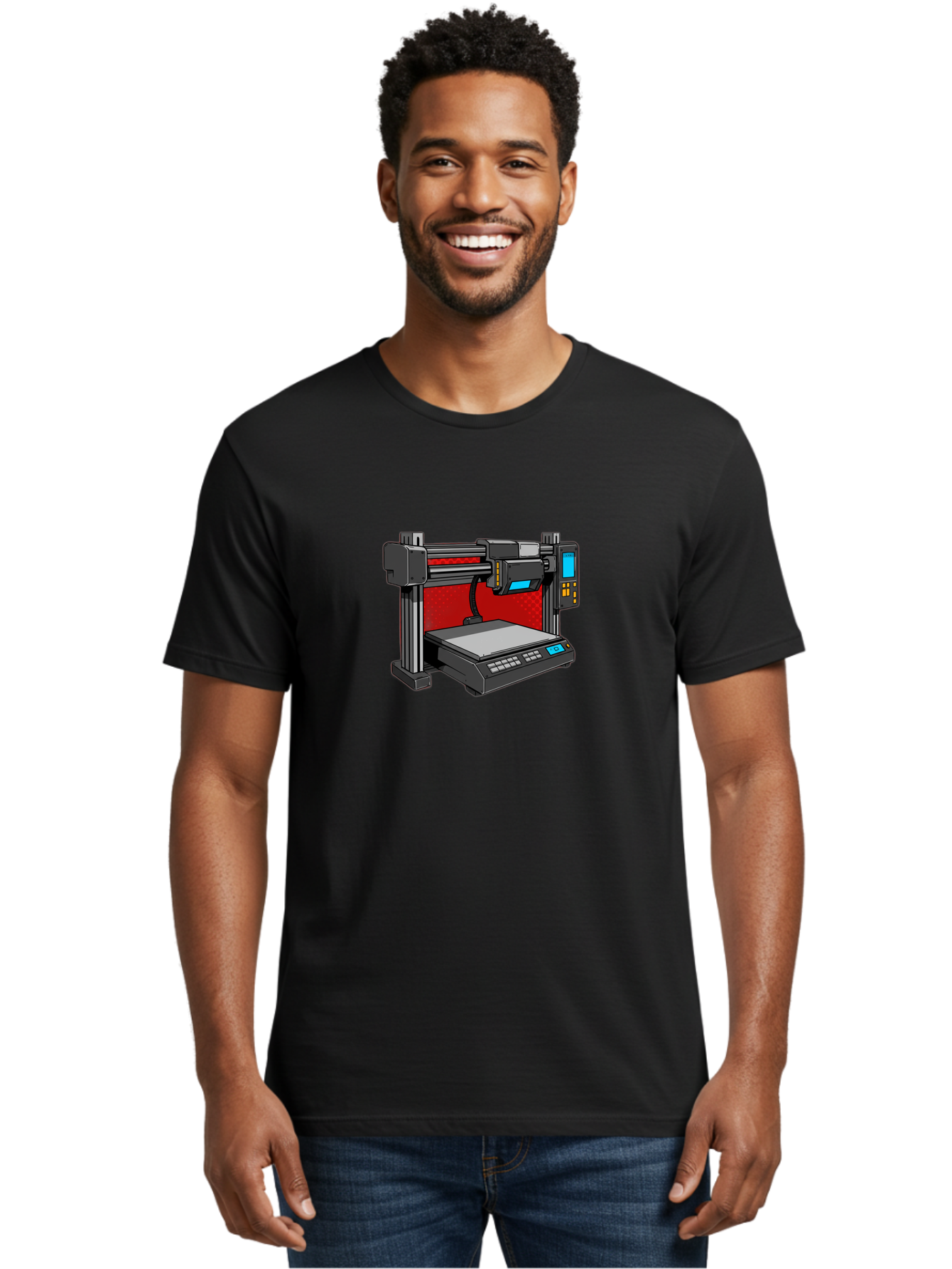 3D-Printer-34 Men'S Graphic Tee, 100% Cotton, Comfortable Casual Summer Wear, Machine Washable, 3D Printing Technology, Additive Manufacturing, Futuristic Machine, Digital Fabrication, Precise Printing, Industrial Design, Baa029