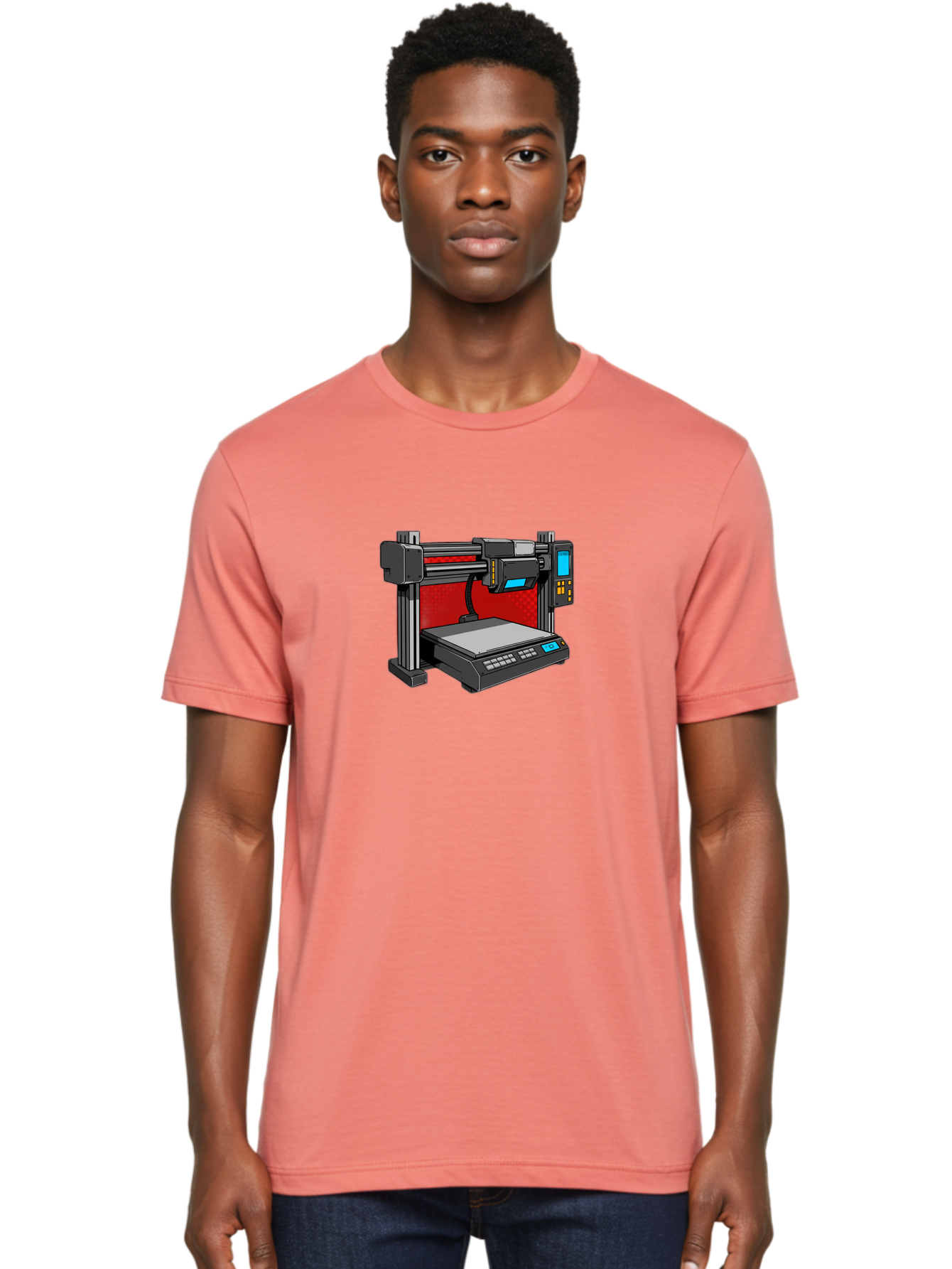 3D-Printer-34 Men'S Graphic Tee, 100% Cotton, Comfortable Casual Summer Wear, Machine Washable, 3D Printing Technology, Additive Manufacturing, Futuristic Machine, Digital Fabrication, Precise Printing, Industrial Design, Baa029