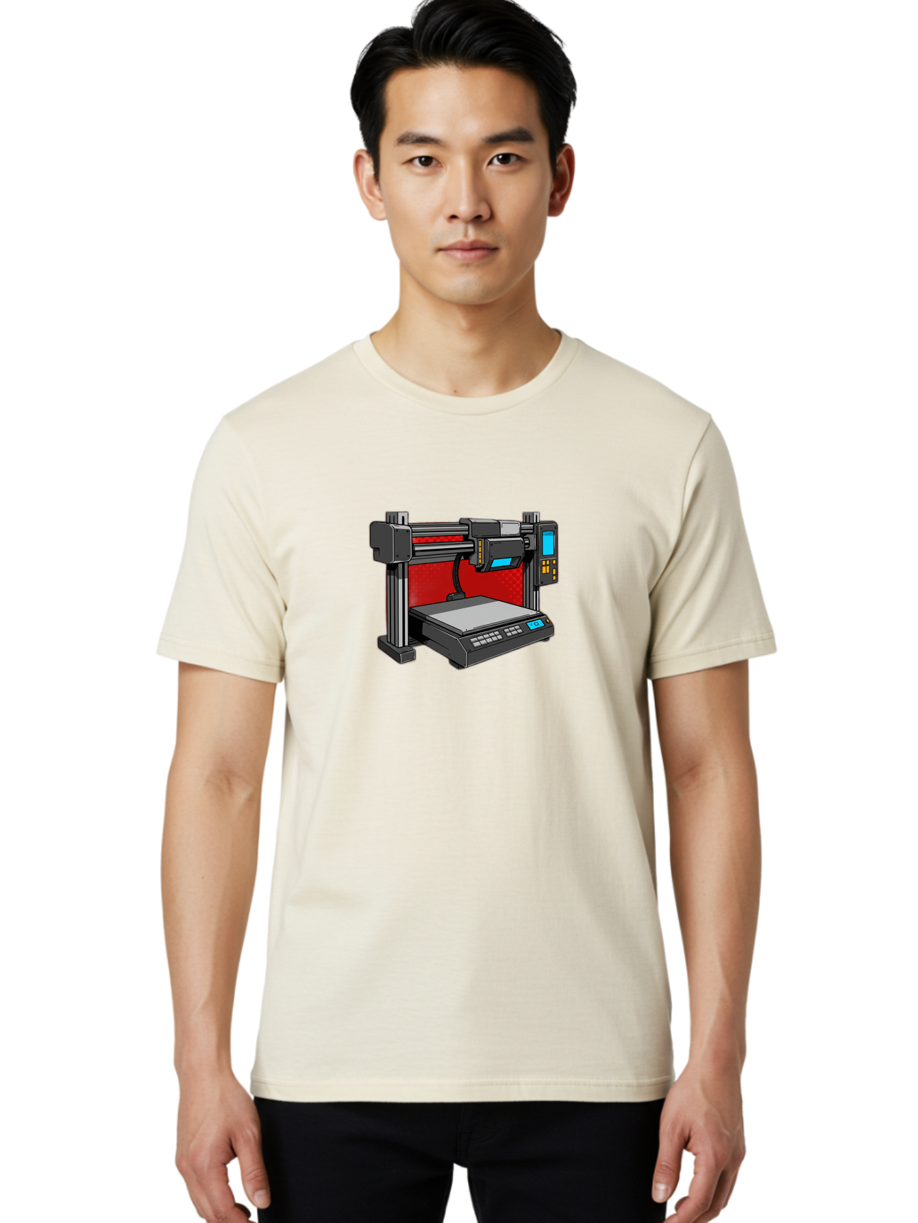 3D-Printer-34 Men'S Graphic Tee, 100% Cotton, Comfortable Casual Summer Wear, Machine Washable, 3D Printing Technology, Additive Manufacturing, Futuristic Machine, Digital Fabrication, Precise Printing, Industrial Design, Baa029