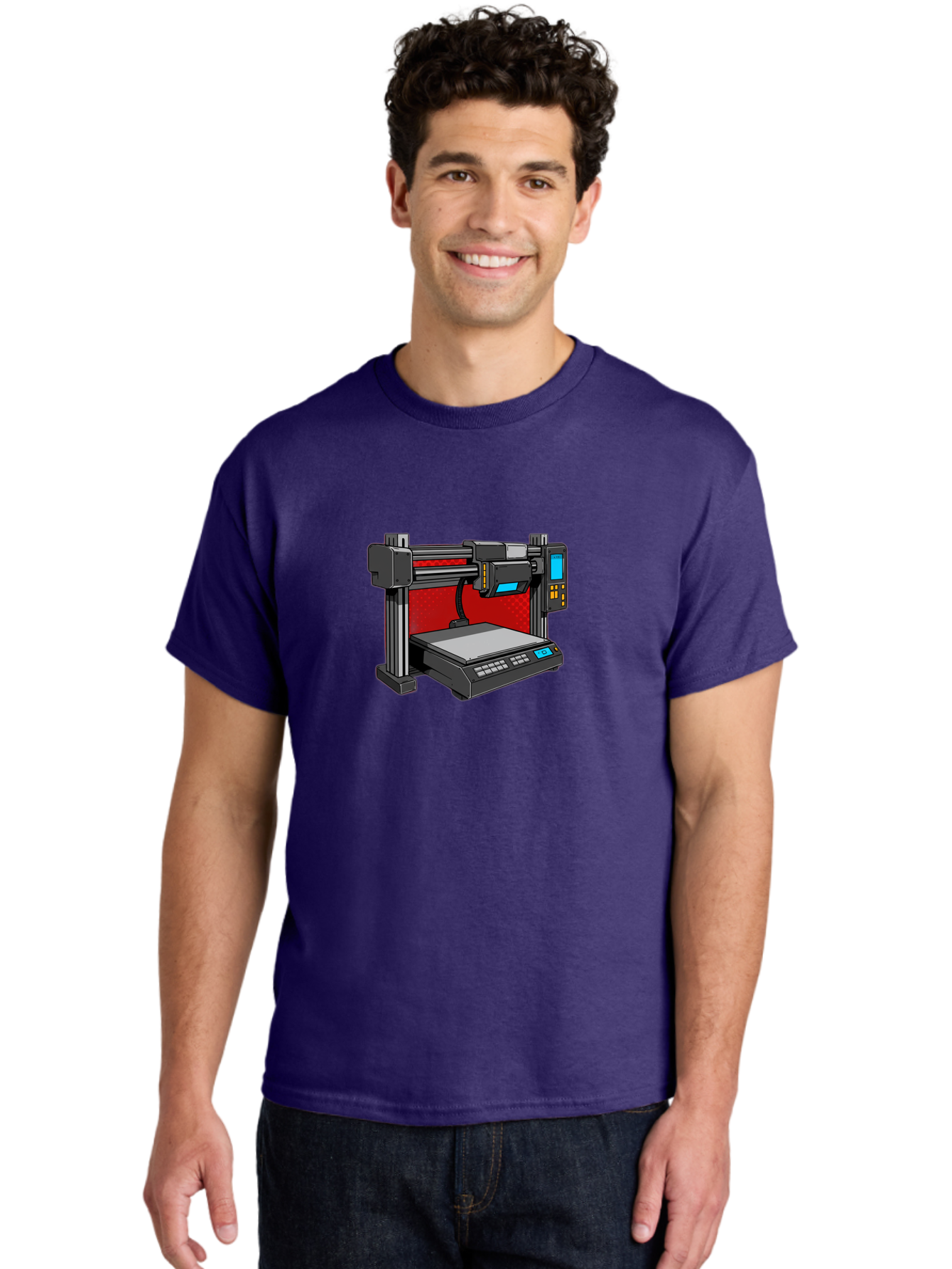 3D-Printer-34 Men'S Graphic Tee, 100% Cotton, Comfortable Casual Summer Wear, Machine Washable, 3D Printing Technology, Additive Manufacturing, Futuristic Machine, Digital Fabrication, Precise Printing, Industrial Design, Baa029