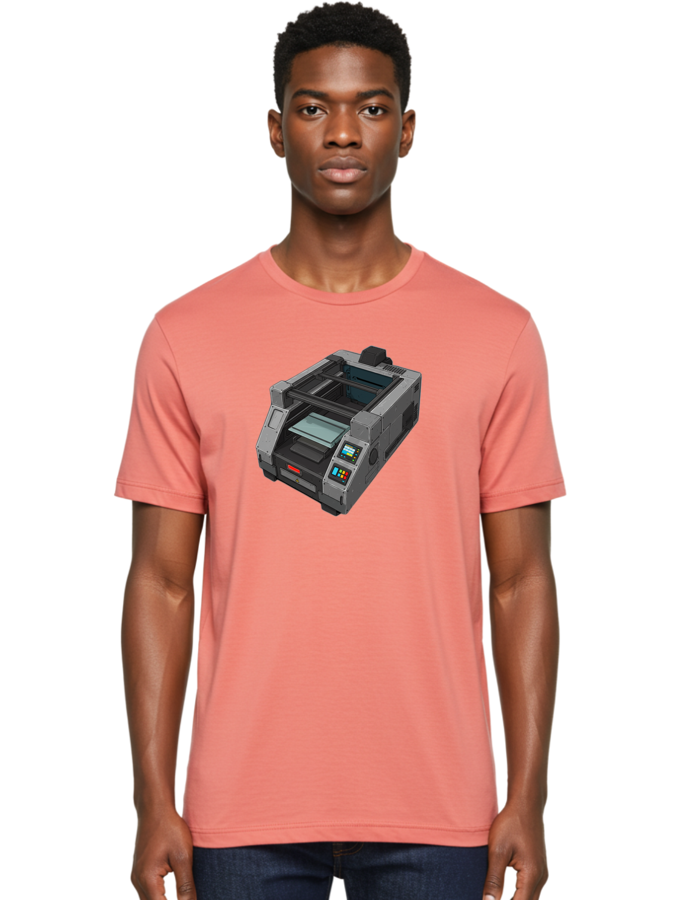 3D-Printer-35 Men'S Graphic Tee, 100% Cotton, Comfortable Casual Summer Wear, Machine Washable, 3D Printing Technology, Futuristic Printer, Digital Fabrication, Advanced Manufacturing, Printer Control Panel, Printing Process, Baa030