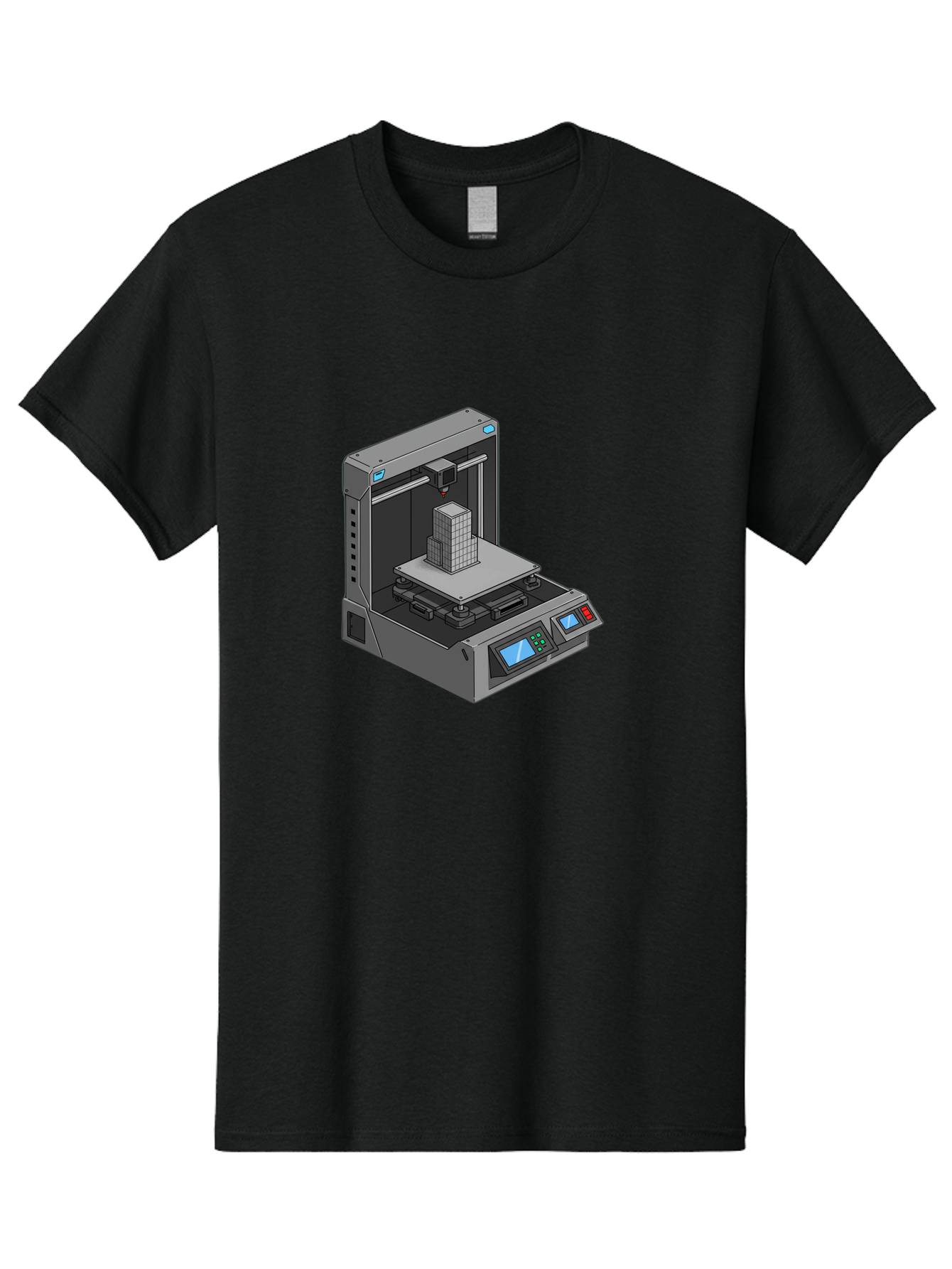 3D-Printer-36 Men'S Graphic Tee, 100% Cotton, Comfortable Casual Summer Wear, Machine Washable, 3D Printing Technology, Additive Manufacturing, Gray 3D Printer, Control Panel, Digital Display, Printing Process, Cube-Shaped Object, Baa031