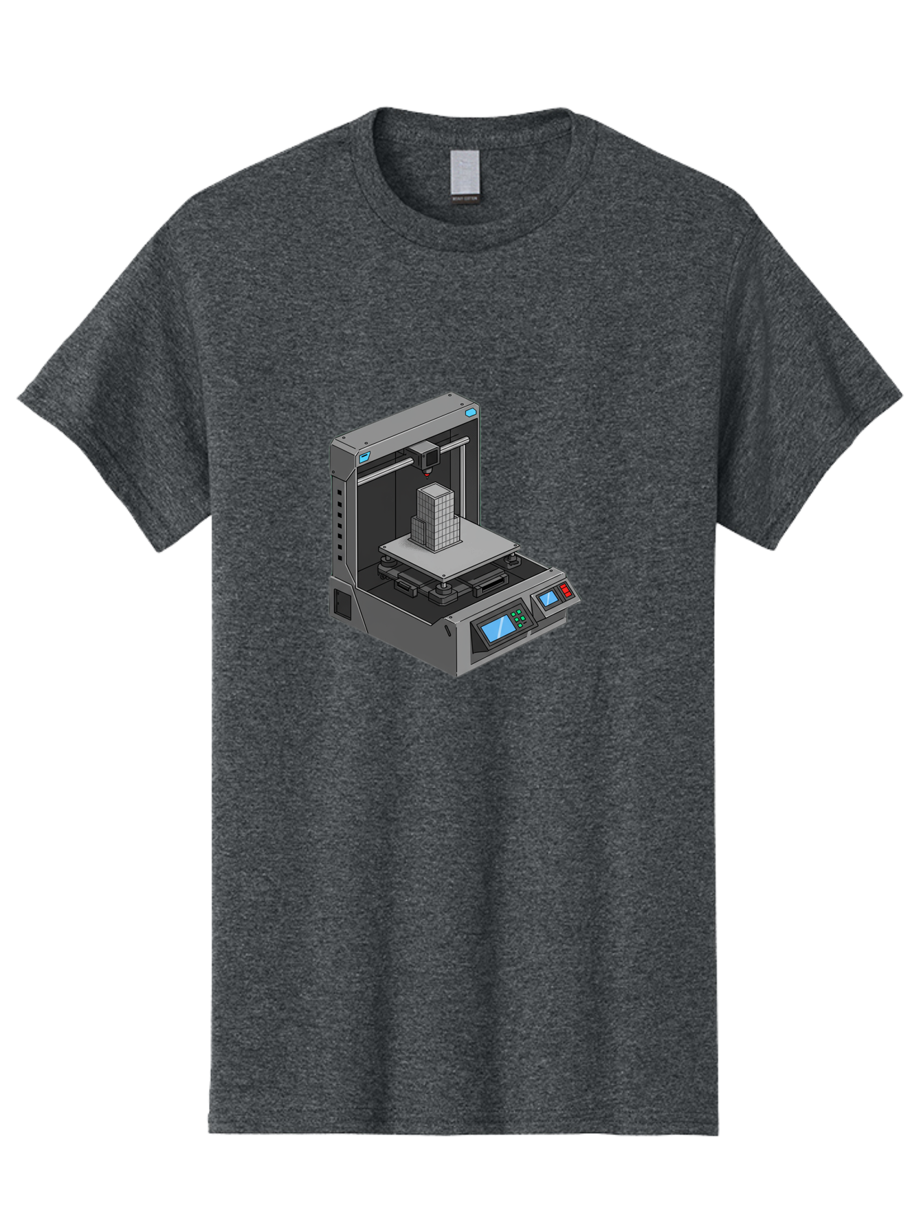 3D-Printer-36 Men'S Graphic Tee, 100% Cotton, Comfortable Casual Summer Wear, Machine Washable, 3D Printing Technology, Additive Manufacturing, Gray 3D Printer, Control Panel, Digital Display, Printing Process, Cube-Shaped Object, Baa031