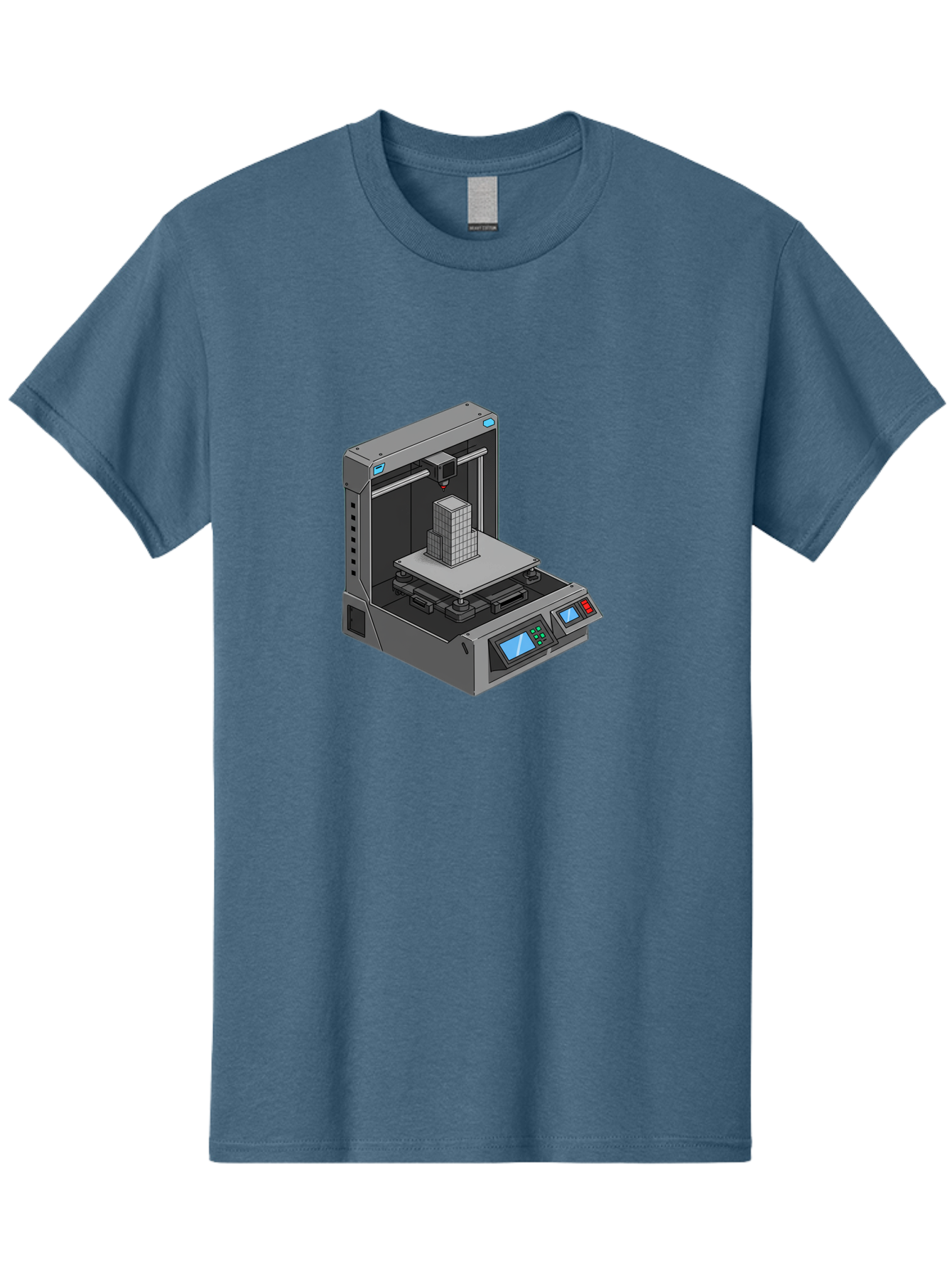 3D-Printer-36 Men'S Graphic Tee, 100% Cotton, Comfortable Casual Summer Wear, Machine Washable, 3D Printing Technology, Additive Manufacturing, Gray 3D Printer, Control Panel, Digital Display, Printing Process, Cube-Shaped Object, Baa031