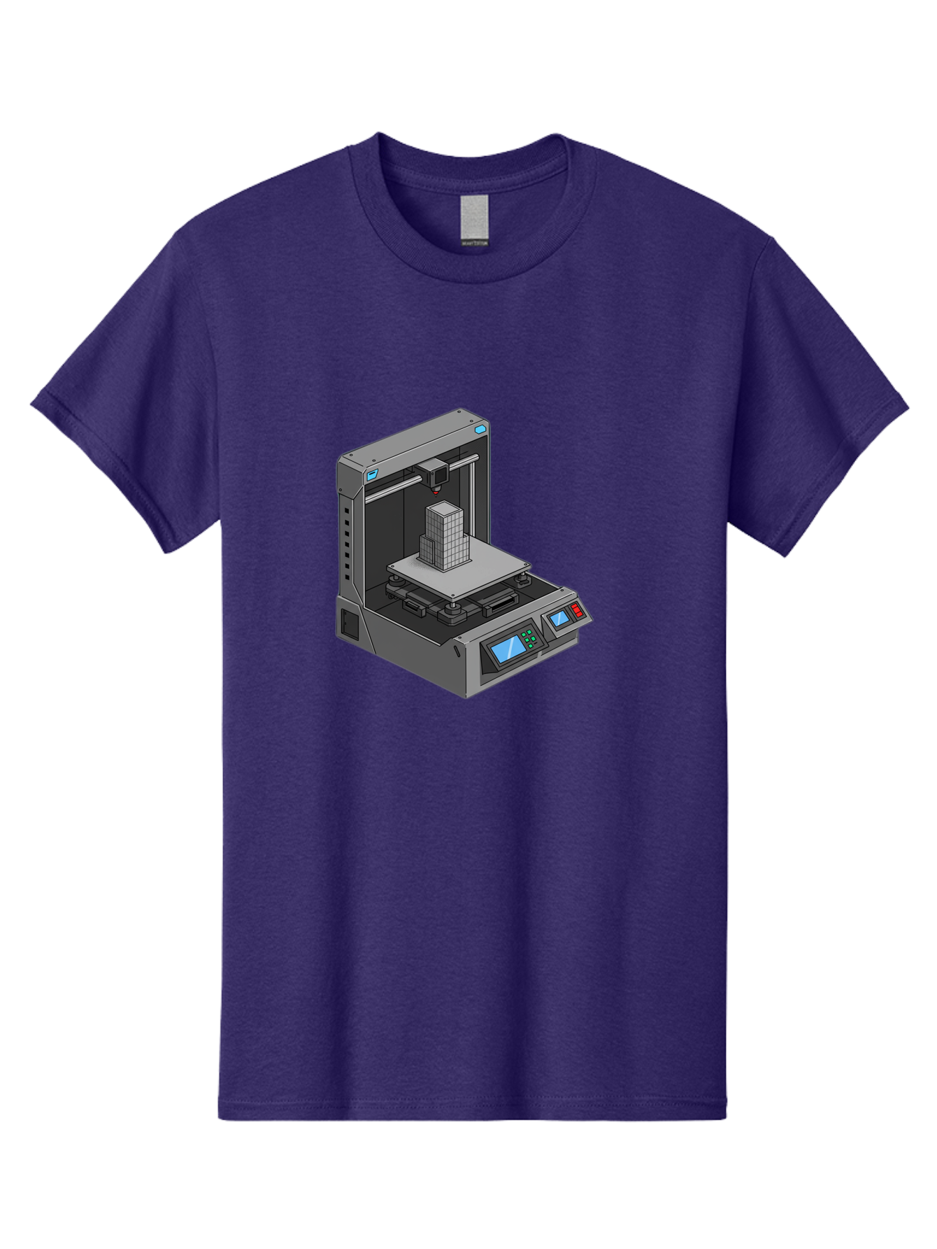 3D-Printer-36 Men'S Graphic Tee, 100% Cotton, Comfortable Casual Summer Wear, Machine Washable, 3D Printing Technology, Additive Manufacturing, Gray 3D Printer, Control Panel, Digital Display, Printing Process, Cube-Shaped Object, Baa031