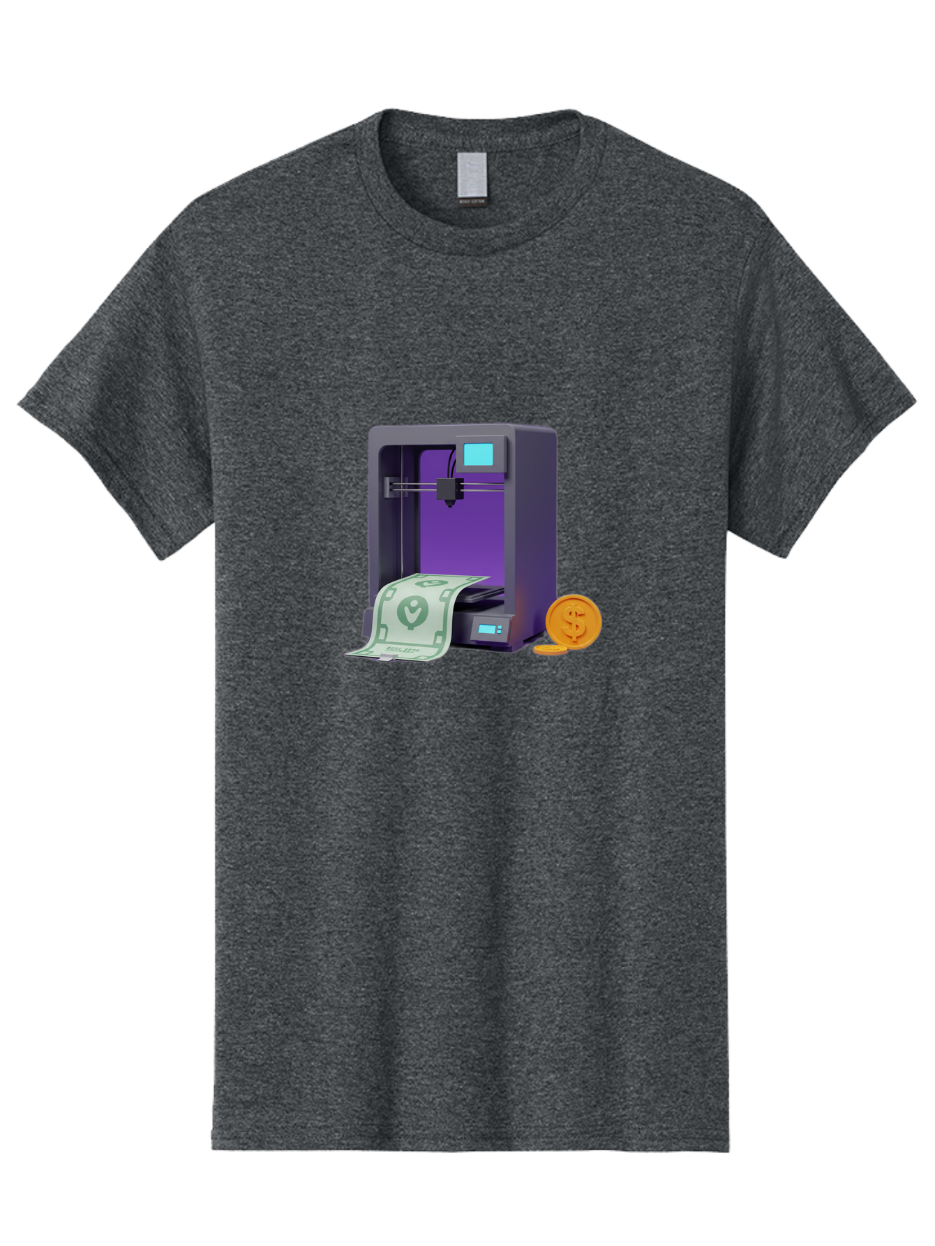 3D-Printer-37 Men'S Graphic Tee, 100% Cotton, Comfortable Casual Summer Wear, Machine Washable, 3D Printing Technology, Money Printing, Dollar Bill, Coins, Financial Gain, Innovative Machinery, Futuristic Design, Cash Generation Baa032