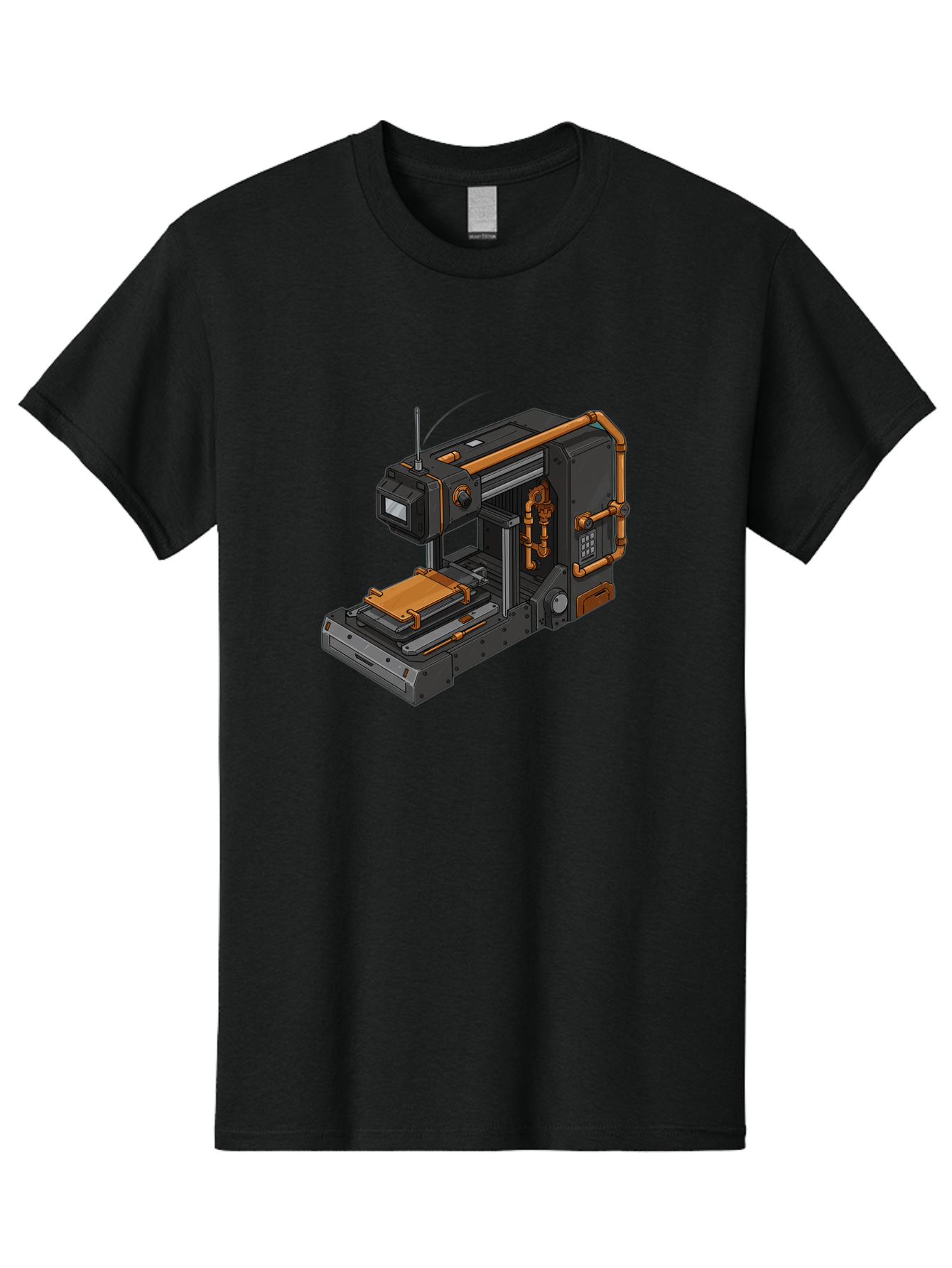 3D-Printer-38 Men'S Graphic Tee, 100% Cotton, Comfortable Casual Summer Wear, Machine Washable, Industrial 3D Printing Technology, Futuristic Manufacturing, Copper Piping, Black Metal Machinery, High-Precision Engineering, Innovative Design, Baa033