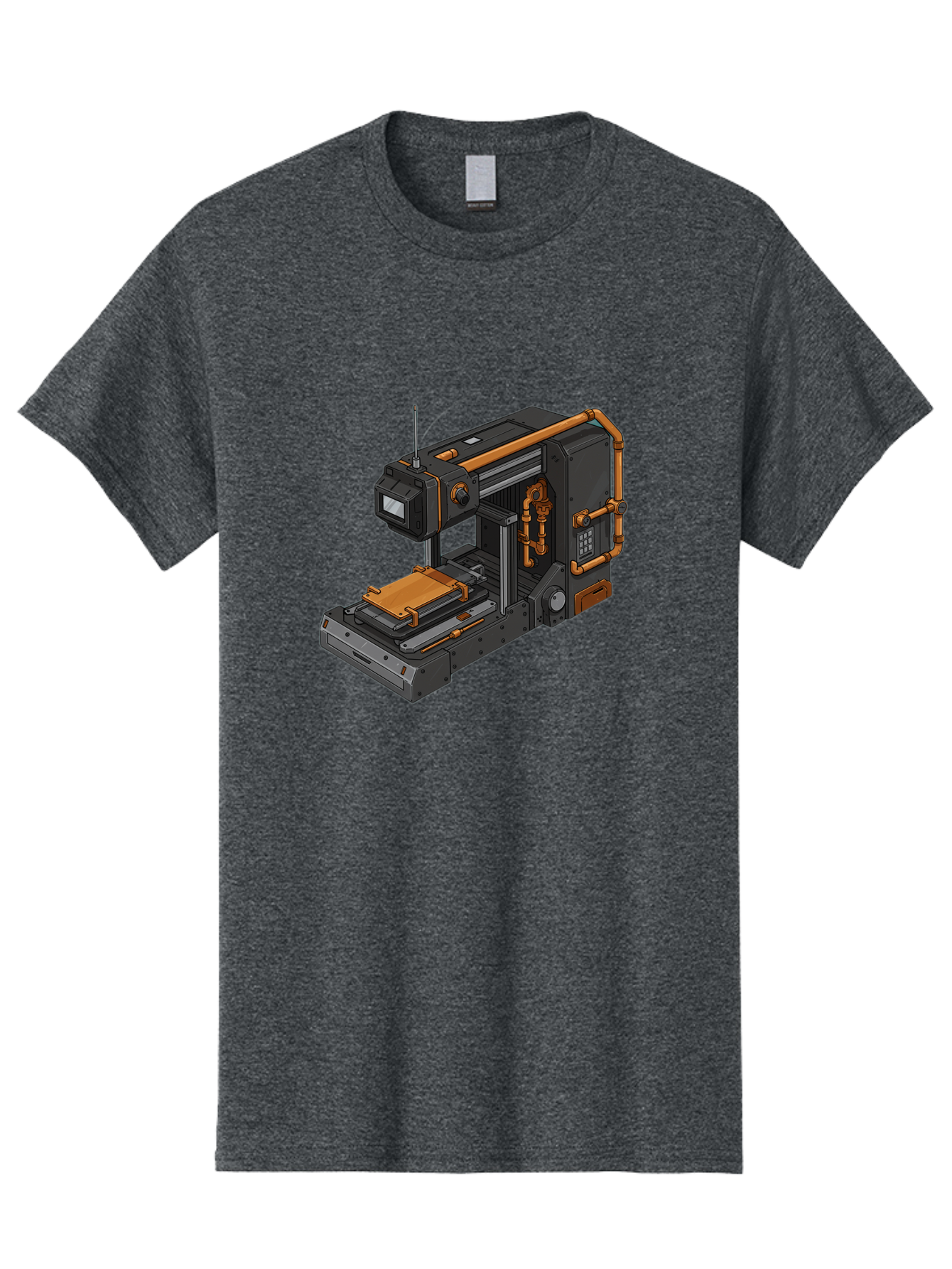 3D-Printer-38 Men'S Graphic Tee, 100% Cotton, Comfortable Casual Summer Wear, Machine Washable, Industrial 3D Printing Technology, Futuristic Manufacturing, Copper Piping, Black Metal Machinery, High-Precision Engineering, Innovative Design, Baa033
