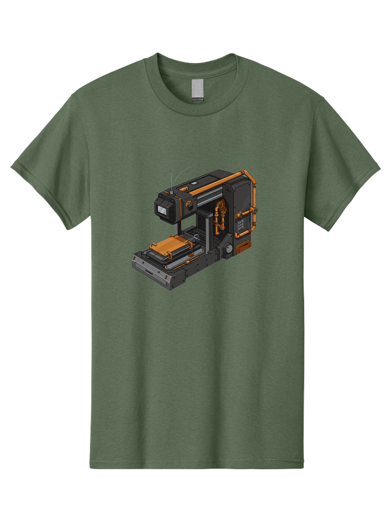 3D-Printer-38 Men'S Graphic Tee, 100% Cotton, Comfortable Casual Summer Wear, Machine Washable, Industrial 3D Printing Technology, Futuristic Manufacturing, Copper Piping, Black Metal Machinery, High-Precision Engineering, Innovative Design, Baa033
