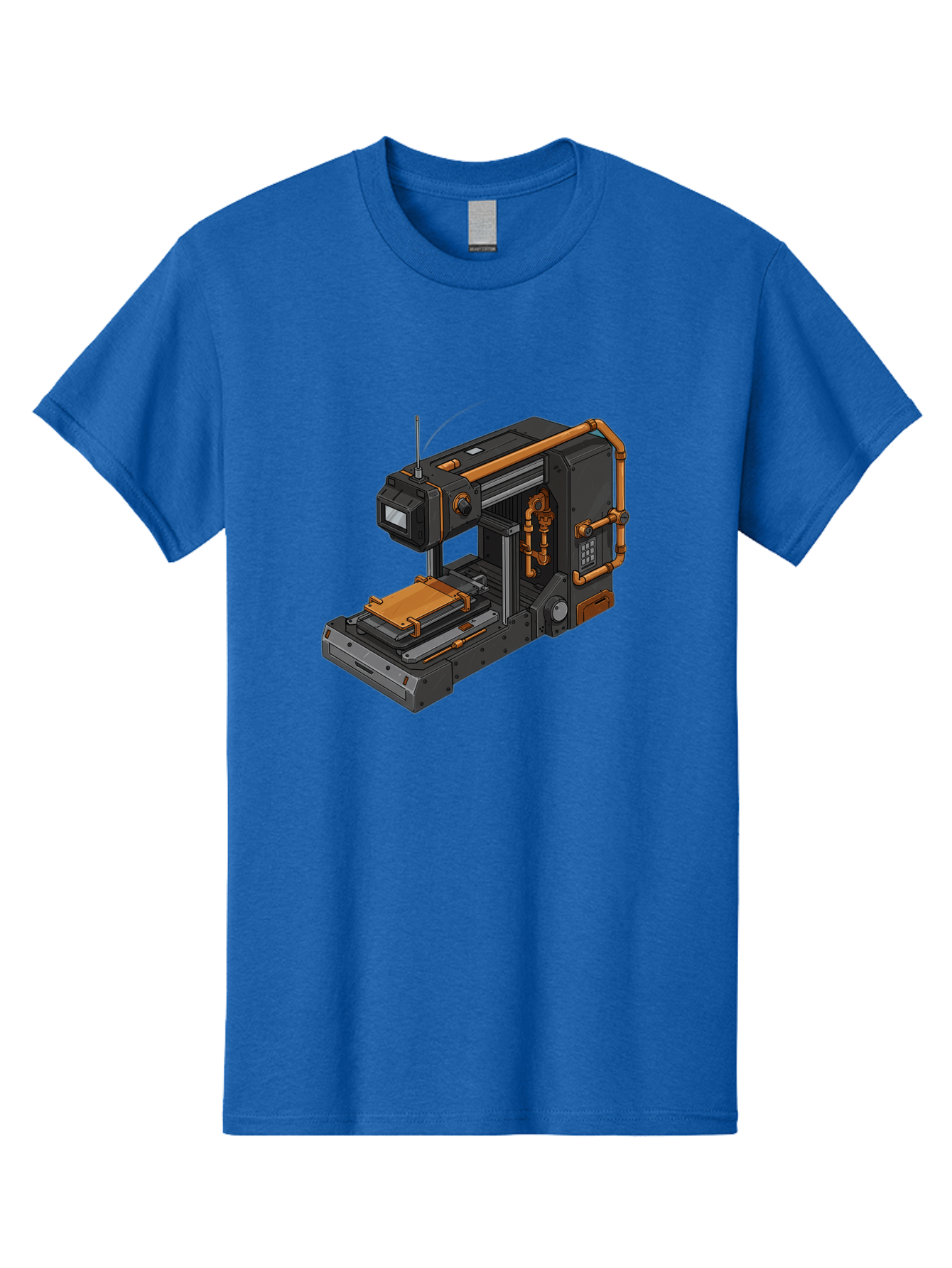 3D-Printer-38 Men'S Graphic Tee, 100% Cotton, Comfortable Casual Summer Wear, Machine Washable, Industrial 3D Printing Technology, Futuristic Manufacturing, Copper Piping, Black Metal Machinery, High-Precision Engineering, Innovative Design, Baa033