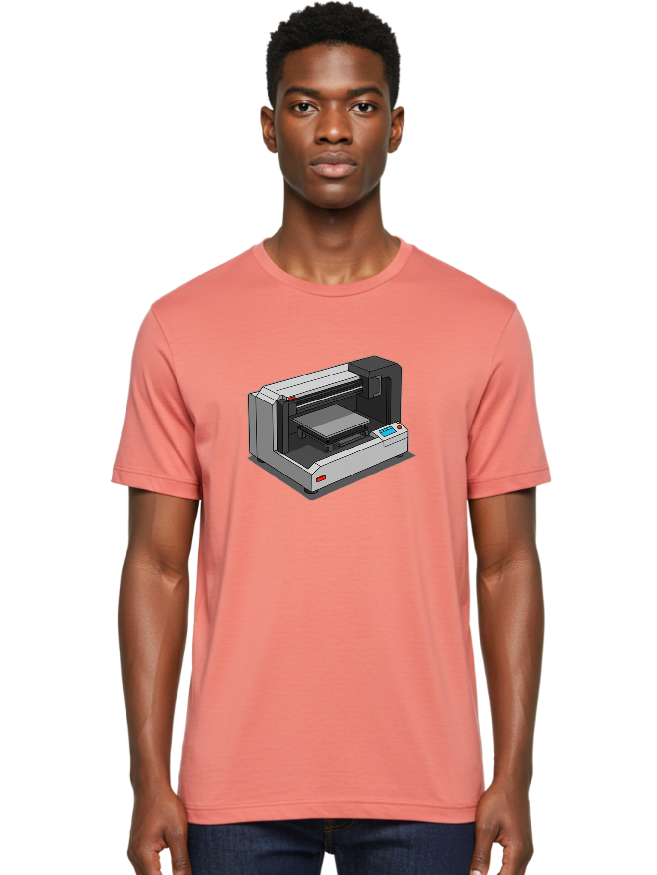 3D-Printer-39 Men'S Graphic Tee, 100% Cotton, Comfortable Casual Summer Wear, Machine Washable, 3D Printing Technology, Digital Fabrication, Additive Manufacturing, Rapid Prototyping, Industrial Design, Futuristic Machinery, Control Panel, Baa034