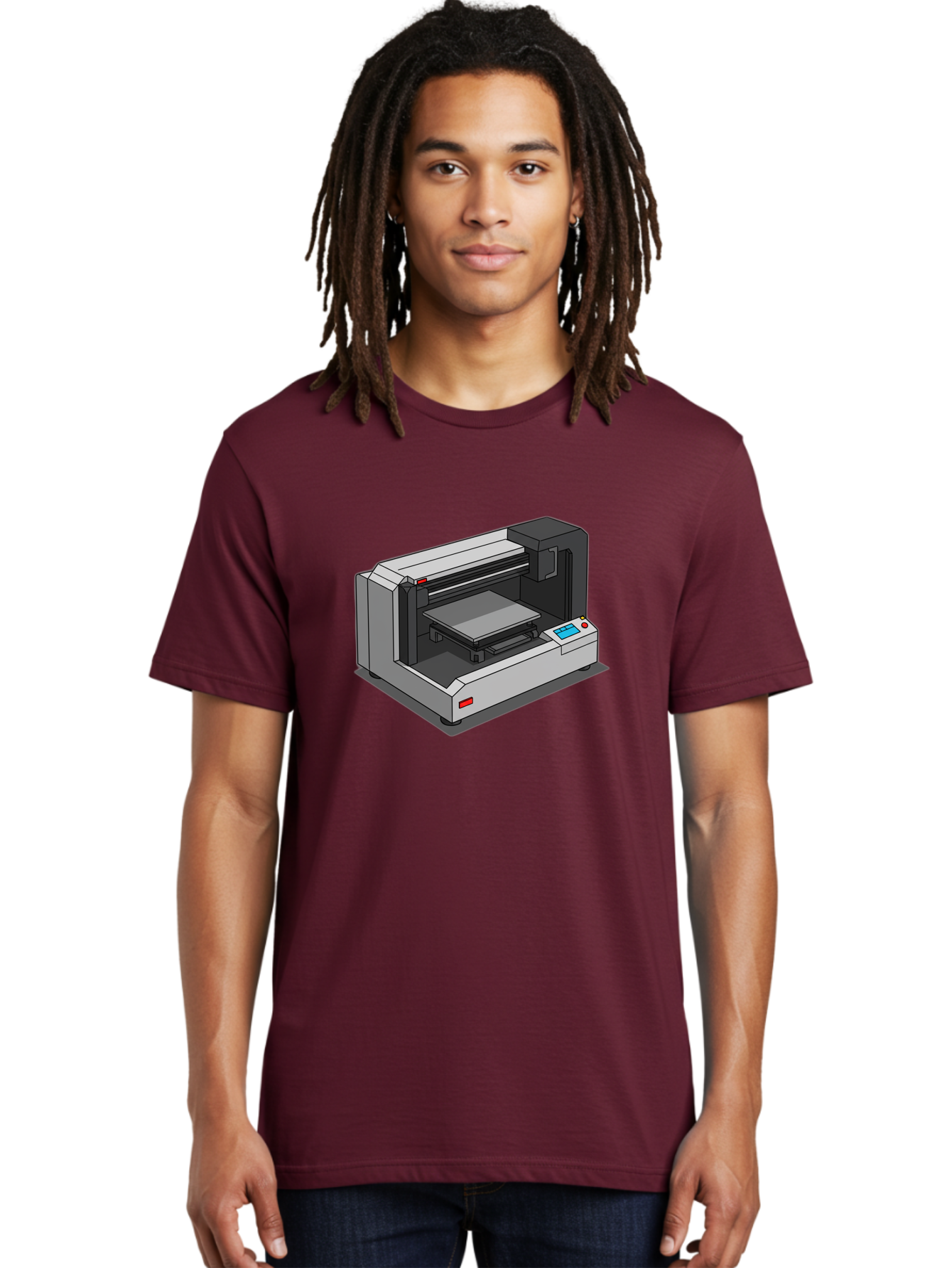 3D-Printer-39 Men'S Graphic Tee, 100% Cotton, Comfortable Casual Summer Wear, Machine Washable, 3D Printing Technology, Digital Fabrication, Additive Manufacturing, Rapid Prototyping, Industrial Design, Futuristic Machinery, Control Panel, Baa034