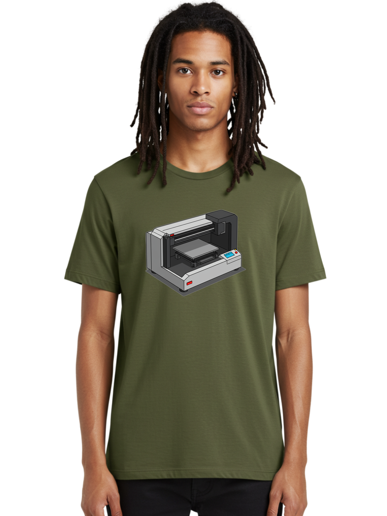 3D-Printer-39 Men'S Graphic Tee, 100% Cotton, Comfortable Casual Summer Wear, Machine Washable, 3D Printing Technology, Digital Fabrication, Additive Manufacturing, Rapid Prototyping, Industrial Design, Futuristic Machinery, Control Panel, Baa034