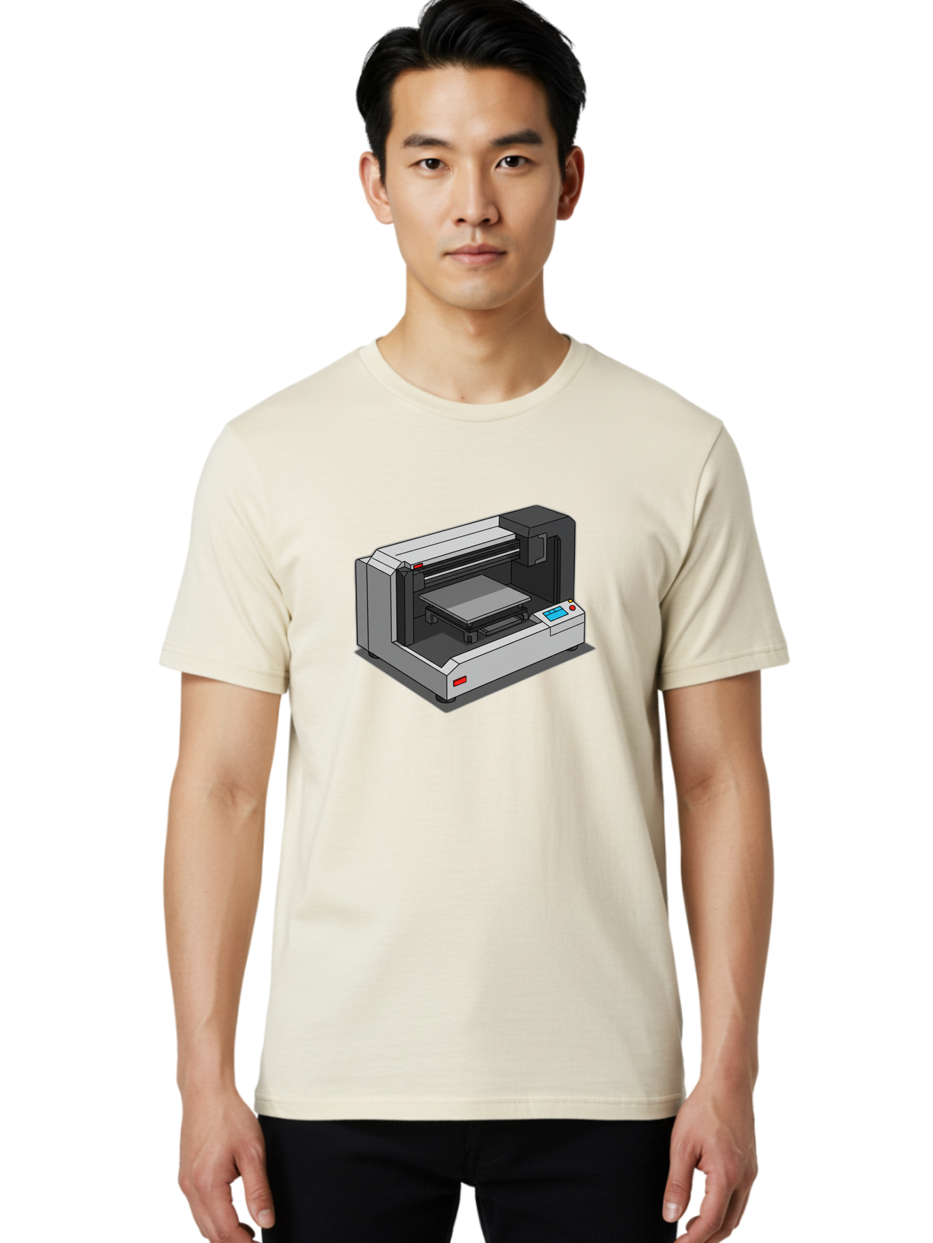 3D-Printer-39 Men'S Graphic Tee, 100% Cotton, Comfortable Casual Summer Wear, Machine Washable, 3D Printing Technology, Digital Fabrication, Additive Manufacturing, Rapid Prototyping, Industrial Design, Futuristic Machinery, Control Panel, Baa034