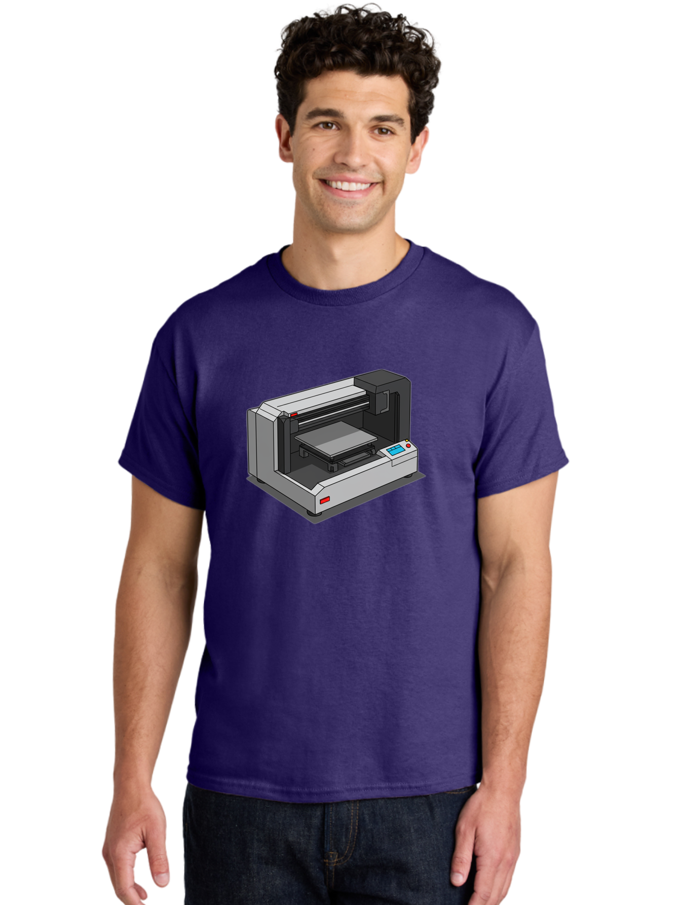 3D-Printer-39 Men'S Graphic Tee, 100% Cotton, Comfortable Casual Summer Wear, Machine Washable, 3D Printing Technology, Digital Fabrication, Additive Manufacturing, Rapid Prototyping, Industrial Design, Futuristic Machinery, Control Panel, Baa034