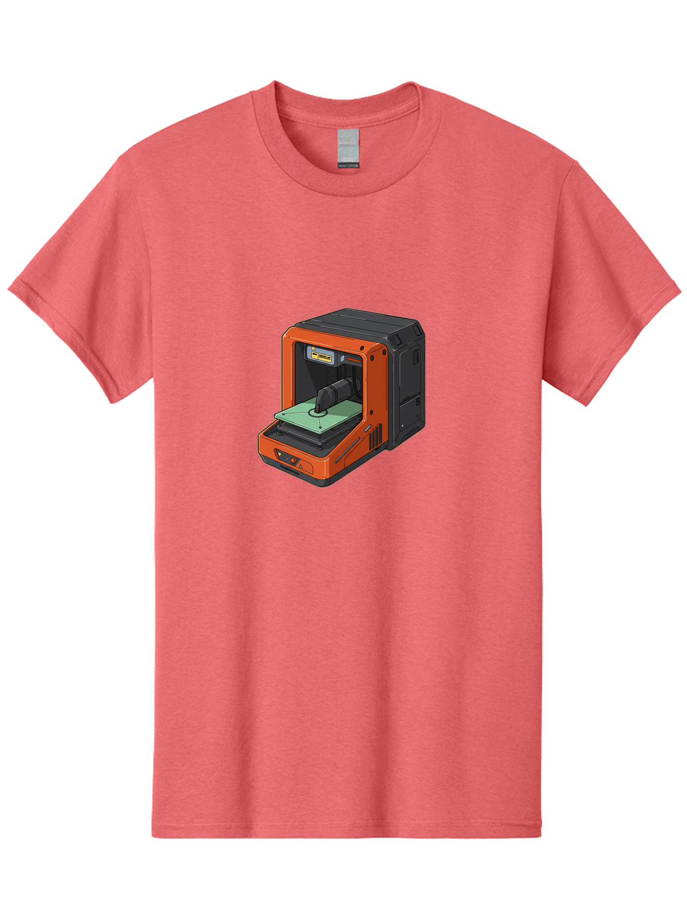 3D-Printer-40 Men'S Graphic Tee, 100% Cotton, Comfortable Casual Summer Wear, Machine Washable, Orange And Black 3D Printer, Printing Technology, Futuristic Design, Digital Fabrication, Additive Manufacturing, Futuristic Machine, Baa036