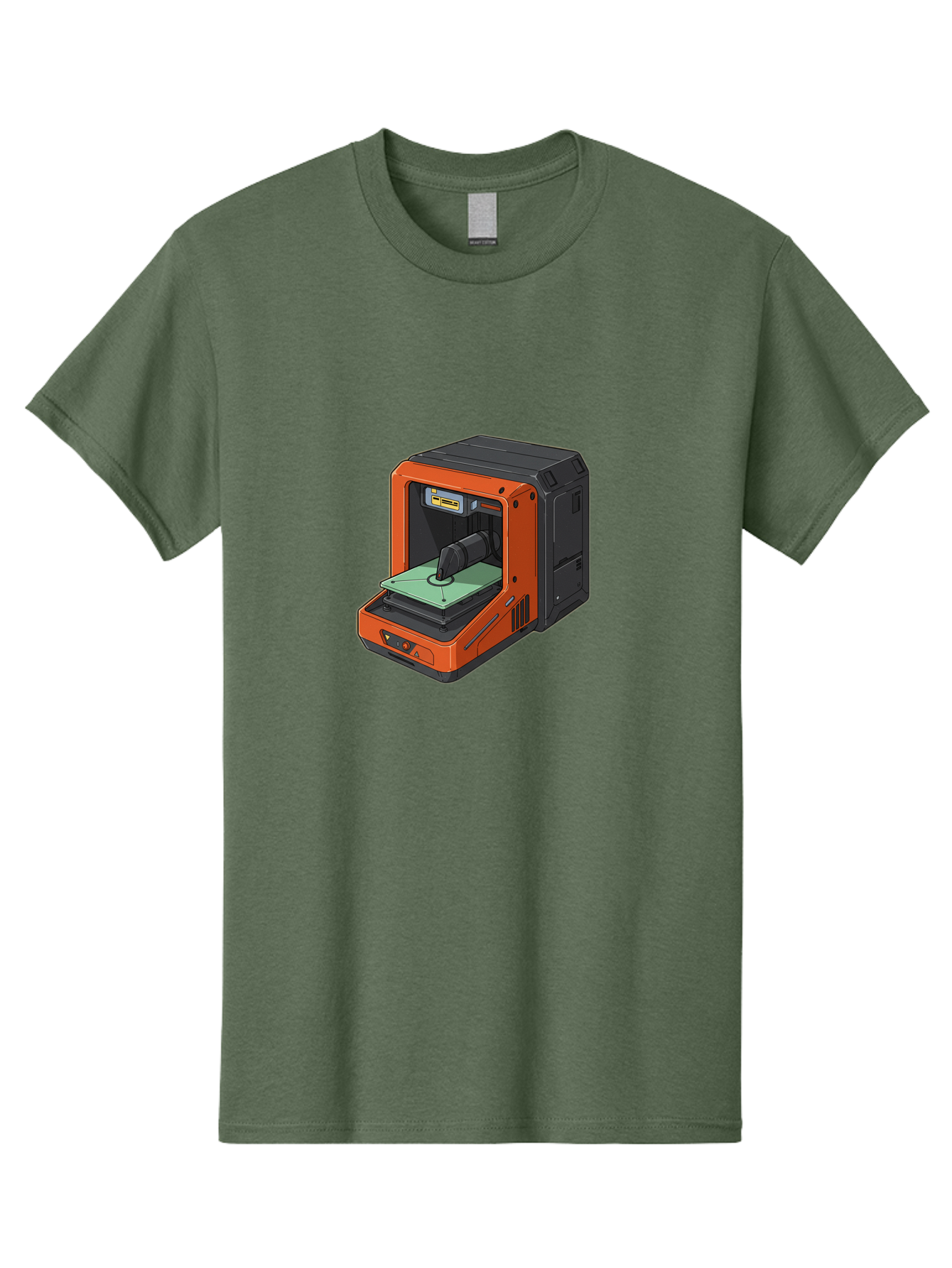 3D-Printer-40 Men'S Graphic Tee, 100% Cotton, Comfortable Casual Summer Wear, Machine Washable, Orange And Black 3D Printer, Printing Technology, Futuristic Design, Digital Fabrication, Additive Manufacturing, Futuristic Machine, Baa036