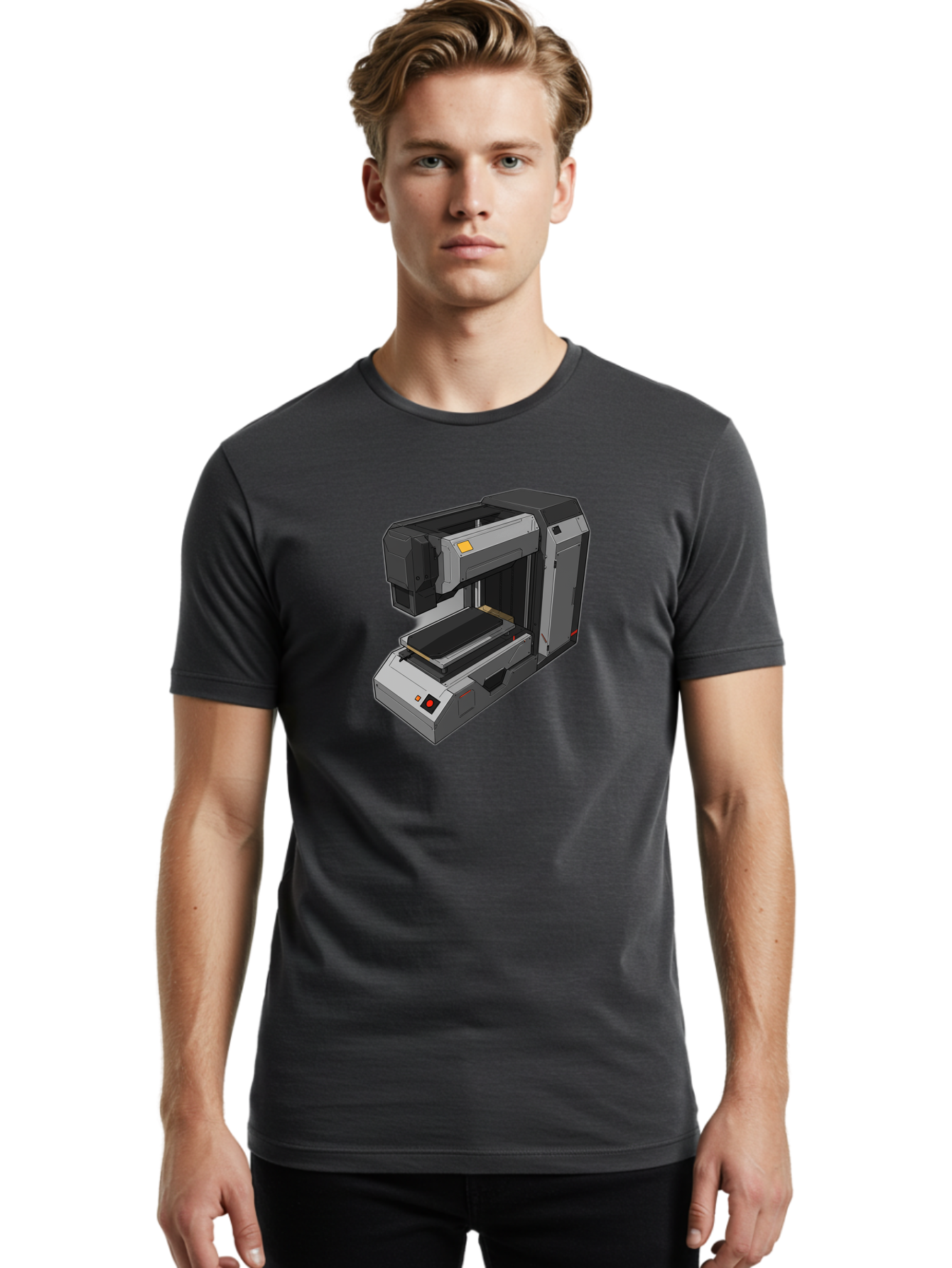 3D-Printer-41 Men'S Graphic Tee, 100% Cotton, Comfortable Casual Summer Wear, Machine Washable, 3D Printing Technology, Digital Fabrication, Additive Manufacturing, Printer Design, Futuristic Machinery, Modern Innovation, 3D Modeling, Baa037