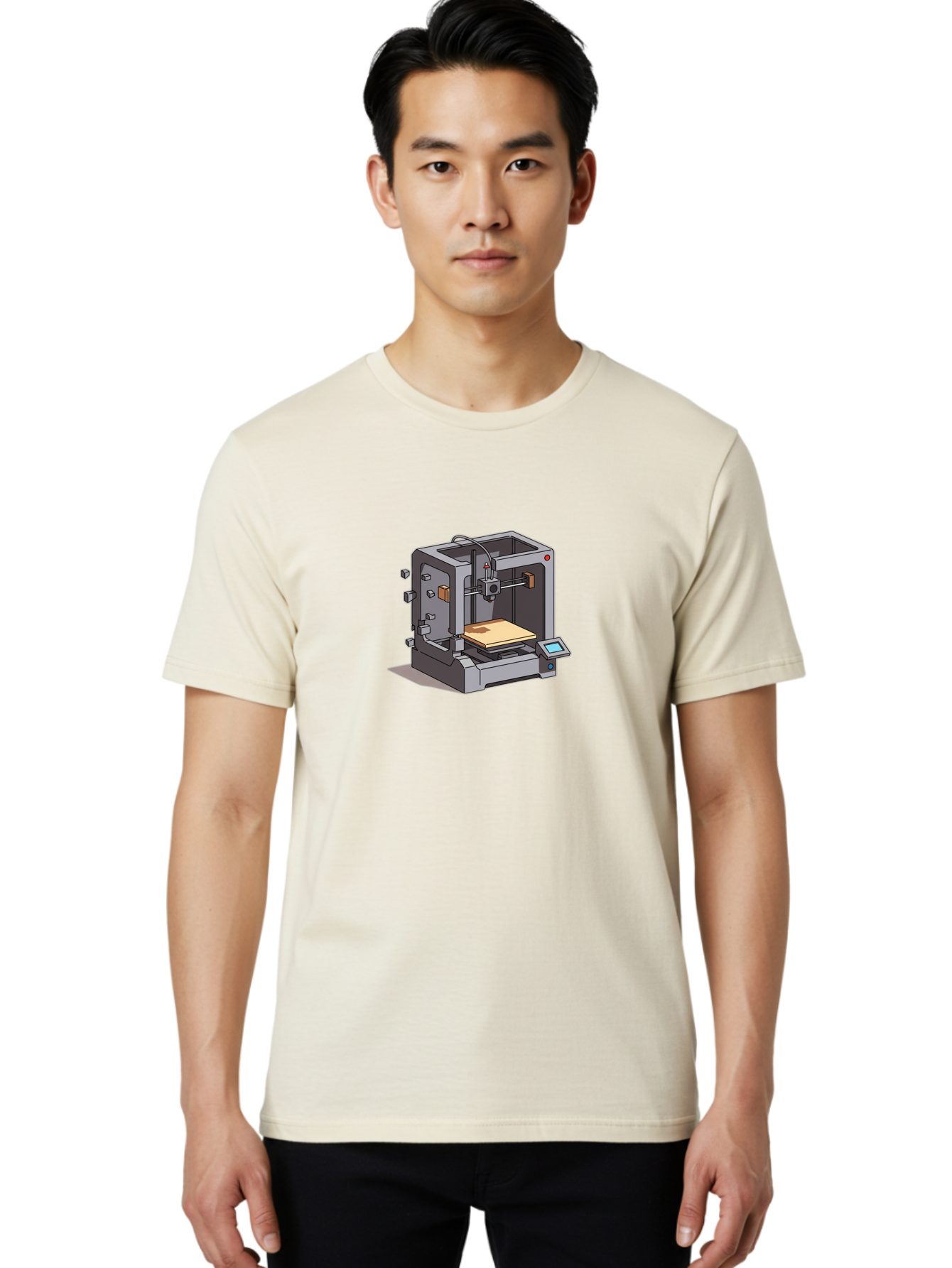 3D-Printer-5 Men'S Graphic Tee, 100% Cotton, Comfortable Casual Summer Wear, Machine Washable, 3D Printing Technology, Additive Manufacturing, Digital Fabrication, Prototyping, Product Design, 3D Modeling, Industrial Production, Baa039