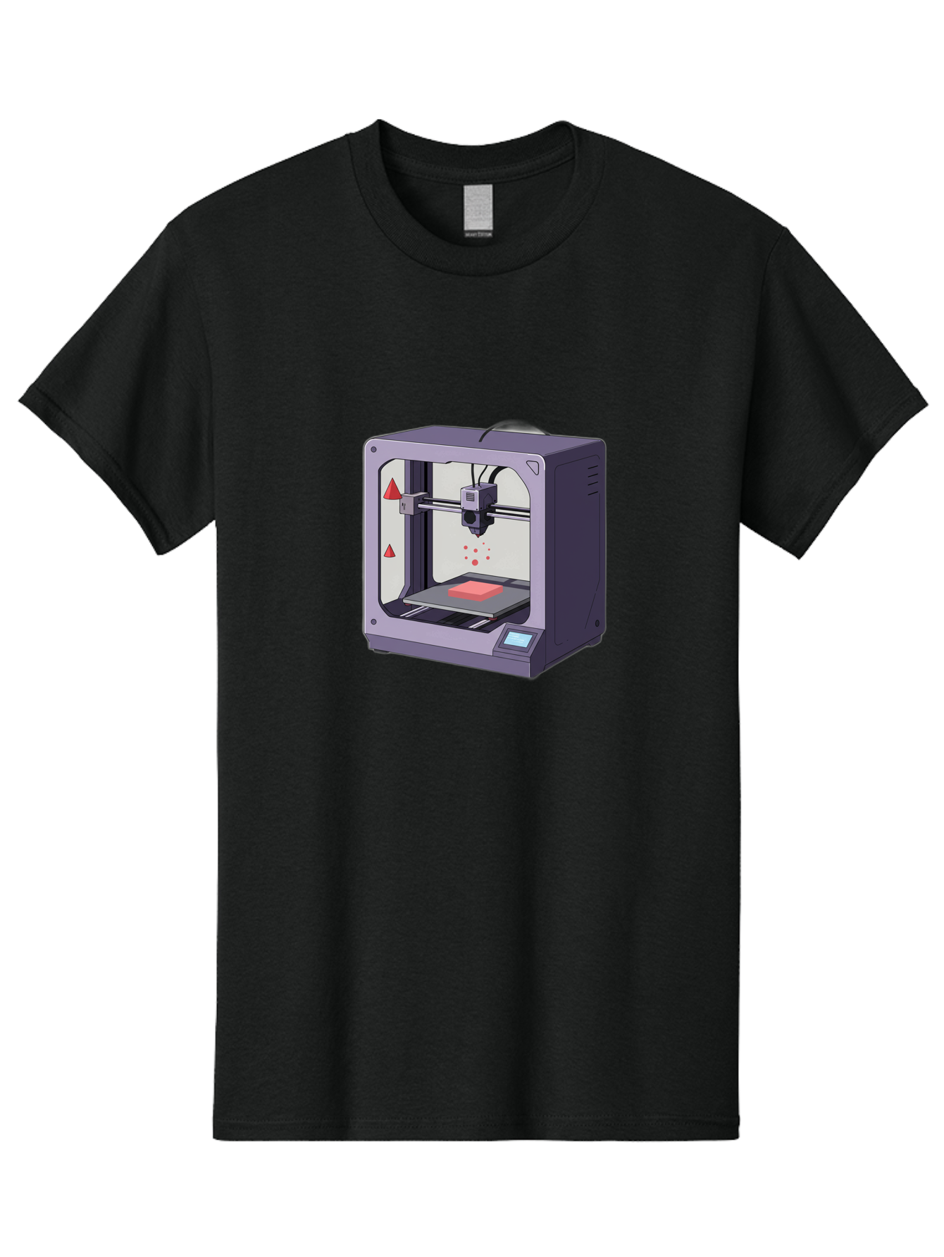 3D-Printer-6 Men'S Graphic Tee, 100% Cotton, Comfortable Casual Summer Wear, Machine Washable, 3D Printing Technology, Additive Manufacturing, Digital Fabrication, Rapid Prototyping, Printing Process, Red Material, Printer Nozzle, Baa040