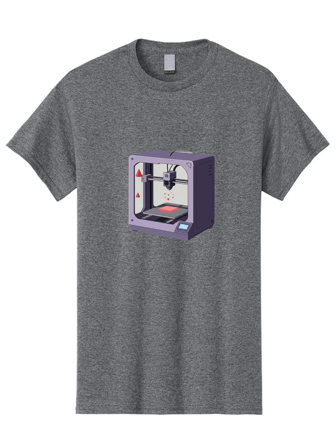 3D-Printer-6 Men'S Graphic Tee, 100% Cotton, Comfortable Casual Summer Wear, Machine Washable, 3D Printing Technology, Additive Manufacturing, Digital Fabrication, Rapid Prototyping, Printing Process, Red Material, Printer Nozzle, Baa040