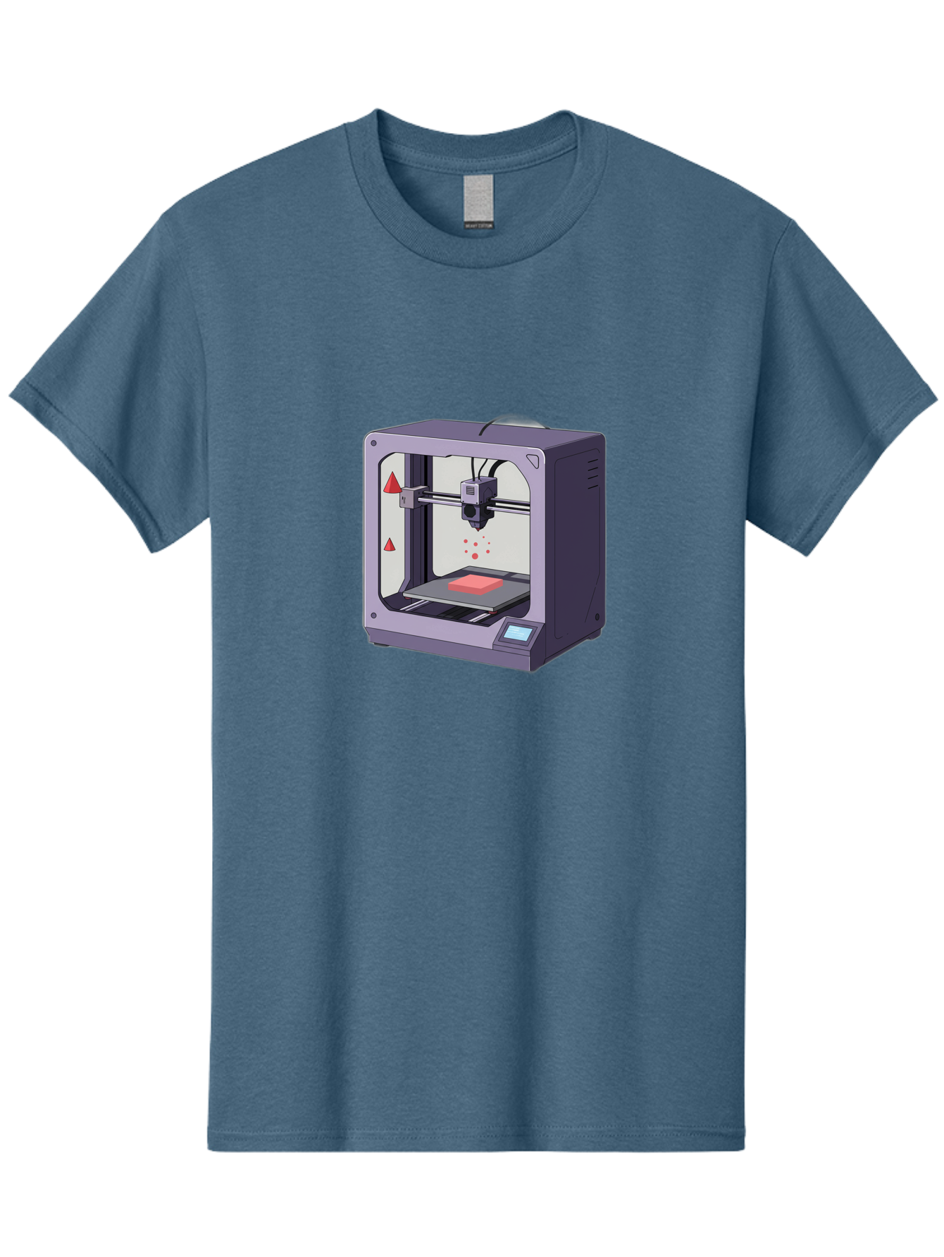 3D-Printer-6 Men'S Graphic Tee, 100% Cotton, Comfortable Casual Summer Wear, Machine Washable, 3D Printing Technology, Additive Manufacturing, Digital Fabrication, Rapid Prototyping, Printing Process, Red Material, Printer Nozzle, Baa040
