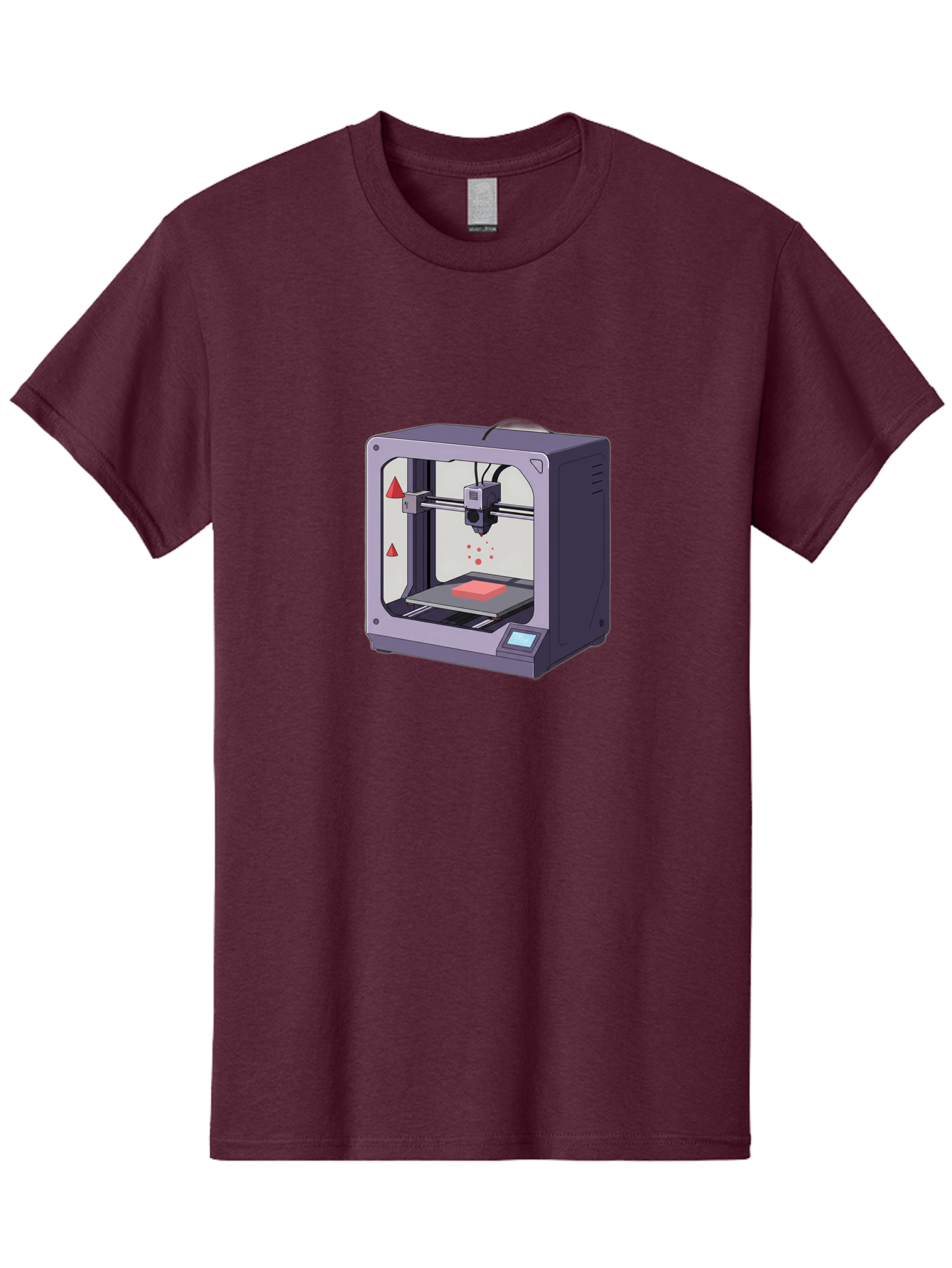 3D-Printer-6 Men'S Graphic Tee, 100% Cotton, Comfortable Casual Summer Wear, Machine Washable, 3D Printing Technology, Additive Manufacturing, Digital Fabrication, Rapid Prototyping, Printing Process, Red Material, Printer Nozzle, Baa040
