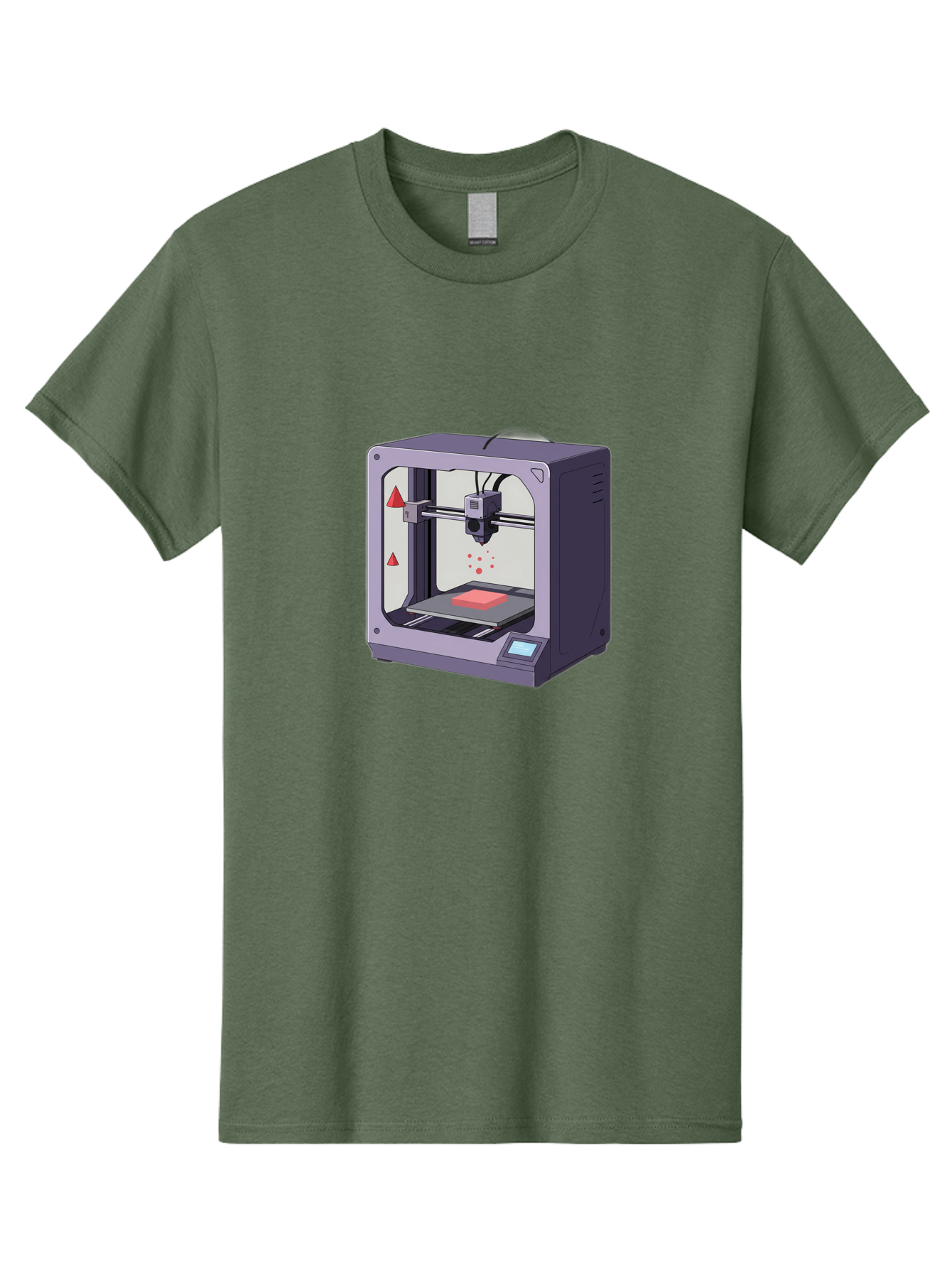 3D-Printer-6 Men'S Graphic Tee, 100% Cotton, Comfortable Casual Summer Wear, Machine Washable, 3D Printing Technology, Additive Manufacturing, Digital Fabrication, Rapid Prototyping, Printing Process, Red Material, Printer Nozzle, Baa040