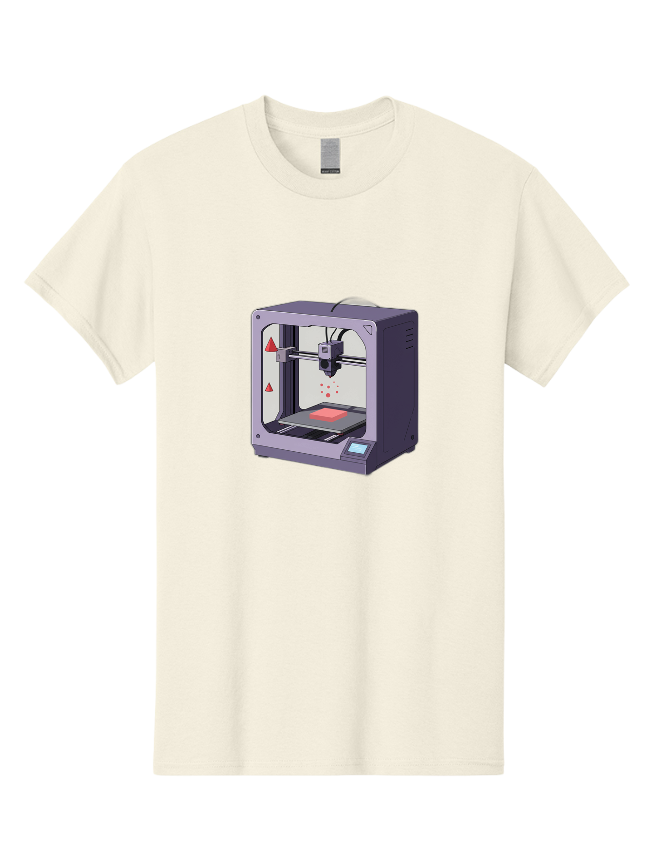 3D-Printer-6 Men'S Graphic Tee, 100% Cotton, Comfortable Casual Summer Wear, Machine Washable, 3D Printing Technology, Additive Manufacturing, Digital Fabrication, Rapid Prototyping, Printing Process, Red Material, Printer Nozzle, Baa040