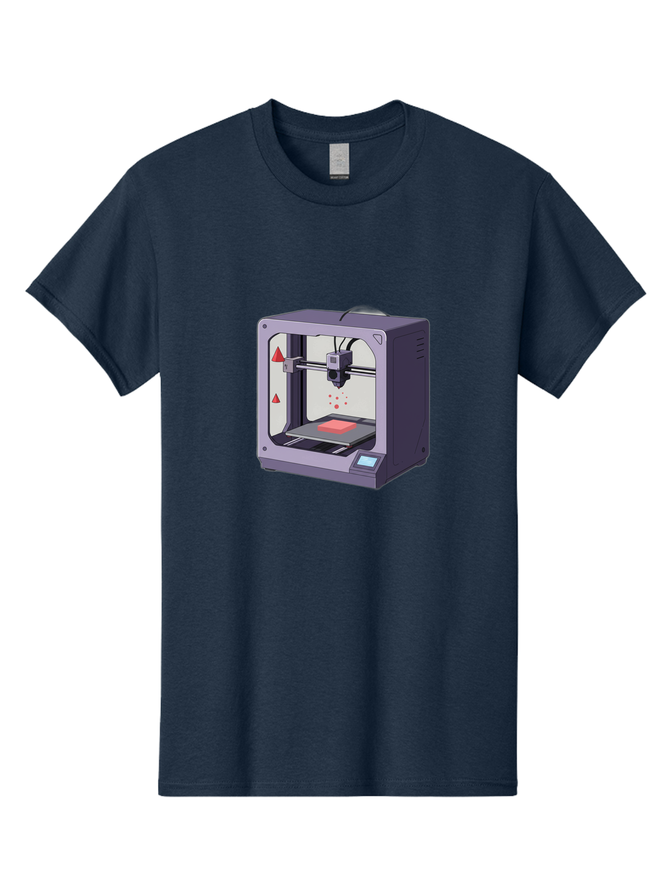 3D-Printer-6 Men'S Graphic Tee, 100% Cotton, Comfortable Casual Summer Wear, Machine Washable, 3D Printing Technology, Additive Manufacturing, Digital Fabrication, Rapid Prototyping, Printing Process, Red Material, Printer Nozzle, Baa040