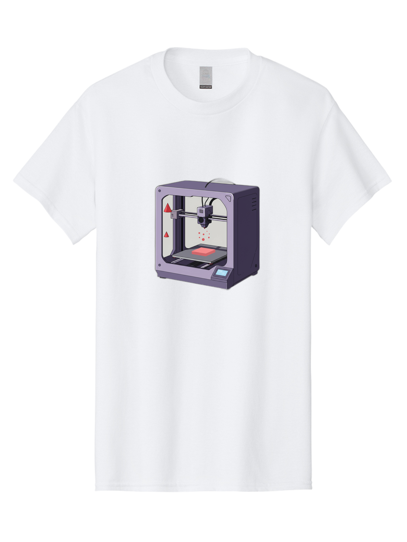 3D-Printer-6 Men'S Graphic Tee, 100% Cotton, Comfortable Casual Summer Wear, Machine Washable, 3D Printing Technology, Additive Manufacturing, Digital Fabrication, Rapid Prototyping, Printing Process, Red Material, Printer Nozzle, Baa040