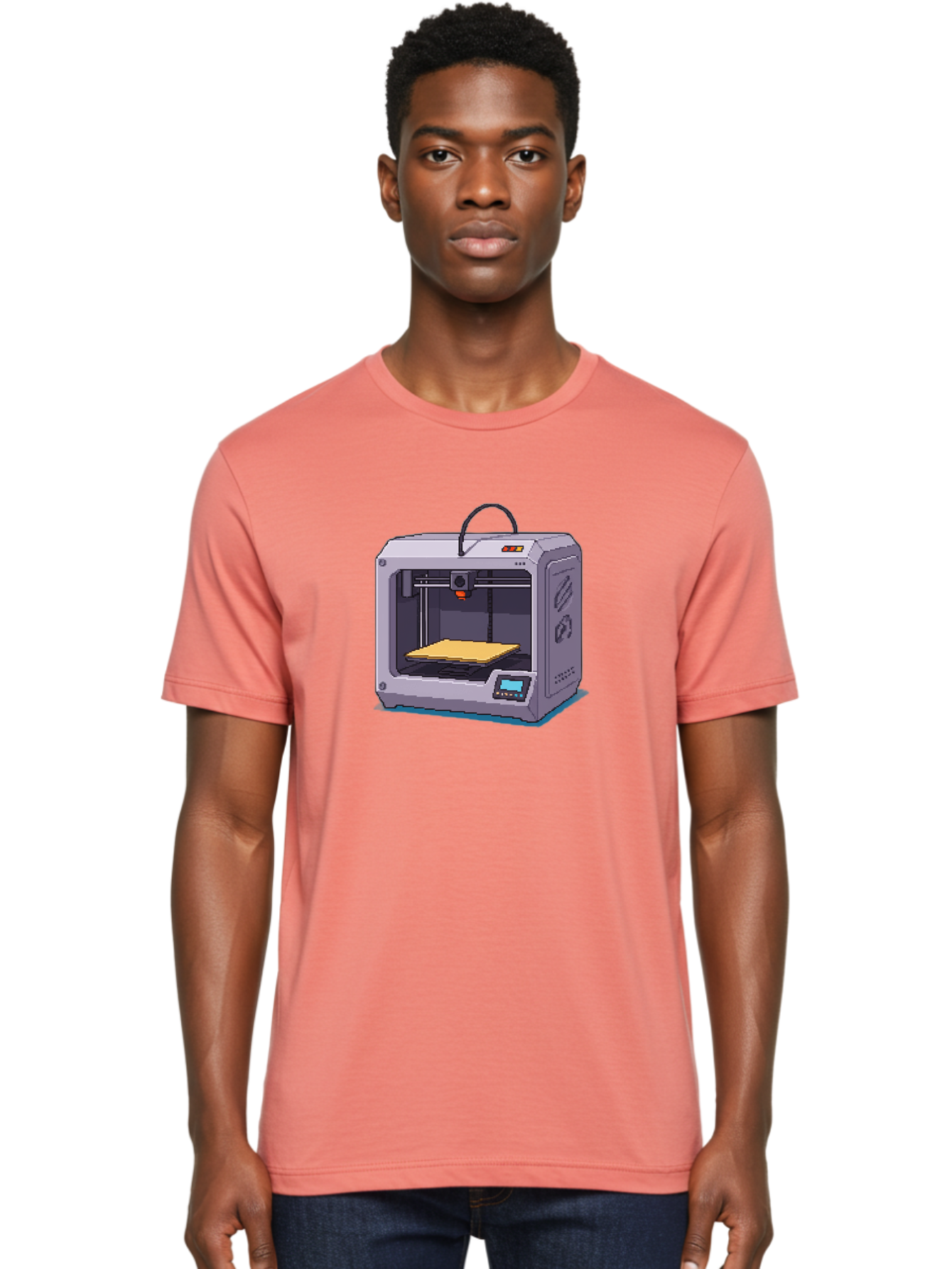 3D-Printer-7 Men'S Graphic Tee, 100% Cotton, Comfortable Casual Summer Wear, Machine Washable, 3D Printing Technology, Additive Manufacturing, Digital Fabrication, Rapid Prototyping, Layered Printing, Futuristic Innovation Baa041