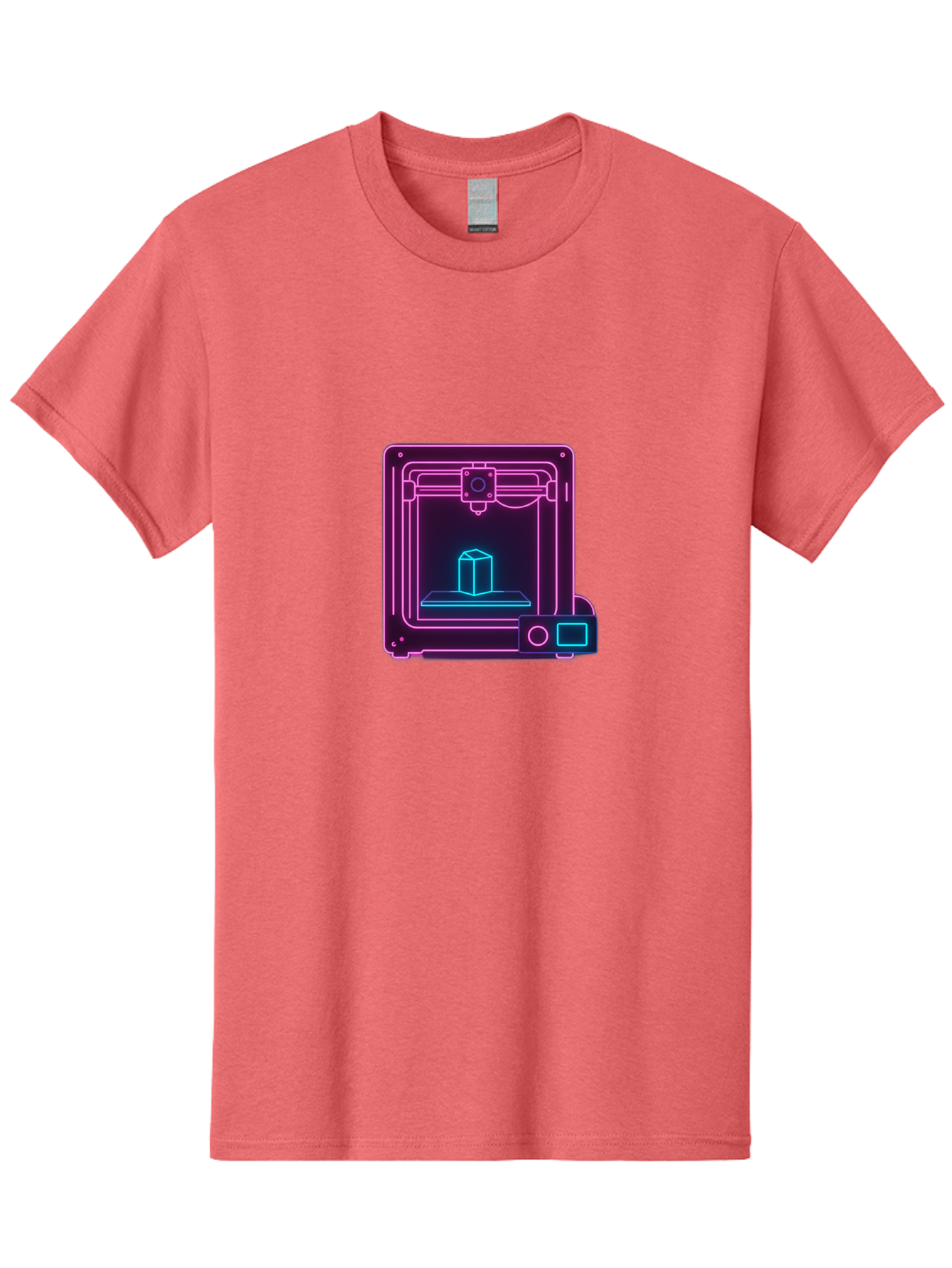 3D-Printer-8 Men'S Graphic Tee, 100% Cotton, Comfortable Casual Summer Wear, Machine Washable, 3D Printing Technology, Additive Manufacturing, Futuristic Design, Neon Lights, Digital Fabrication, Prototype Development, Innovative Product, Baa042