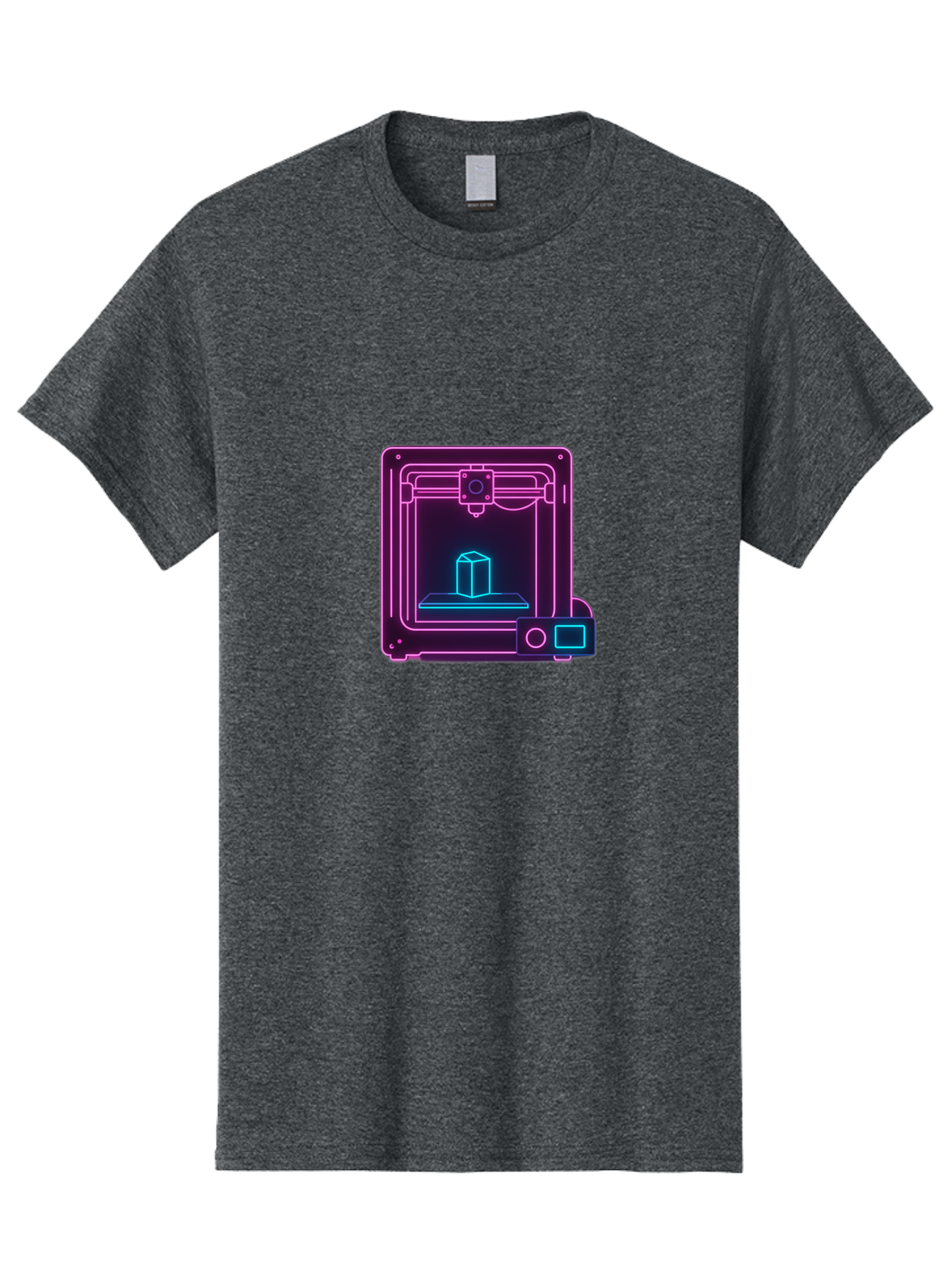3D-Printer-8 Men'S Graphic Tee, 100% Cotton, Comfortable Casual Summer Wear, Machine Washable, 3D Printing Technology, Additive Manufacturing, Futuristic Design, Neon Lights, Digital Fabrication, Prototype Development, Innovative Product, Baa042